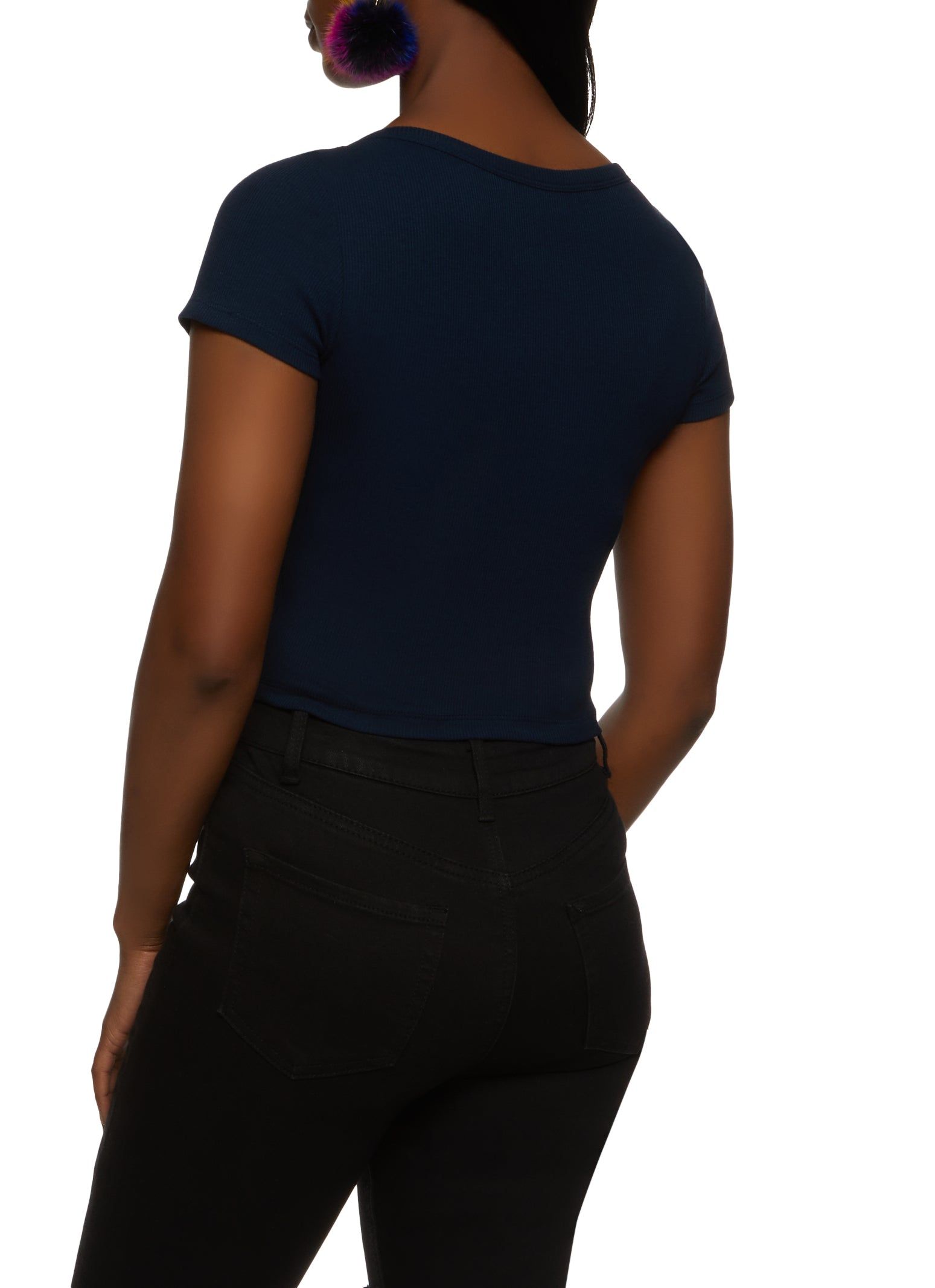 Rib Knit Scoop Neck Crop Top sold by Rainbow product image thumbnail 2