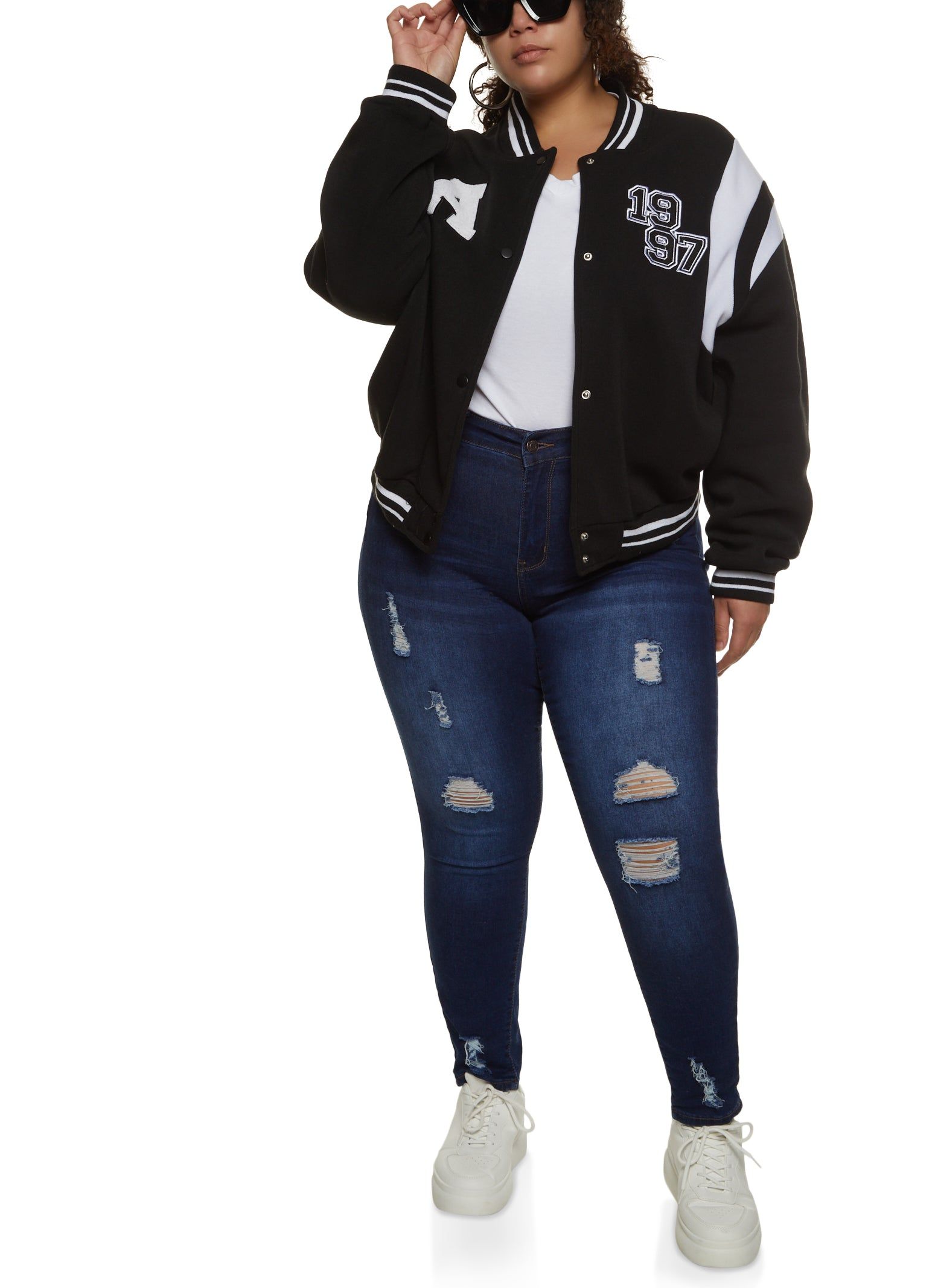 Plus Size Chenille Patch Letterman Jacket sold by Rainbow product image thumbnail 2
