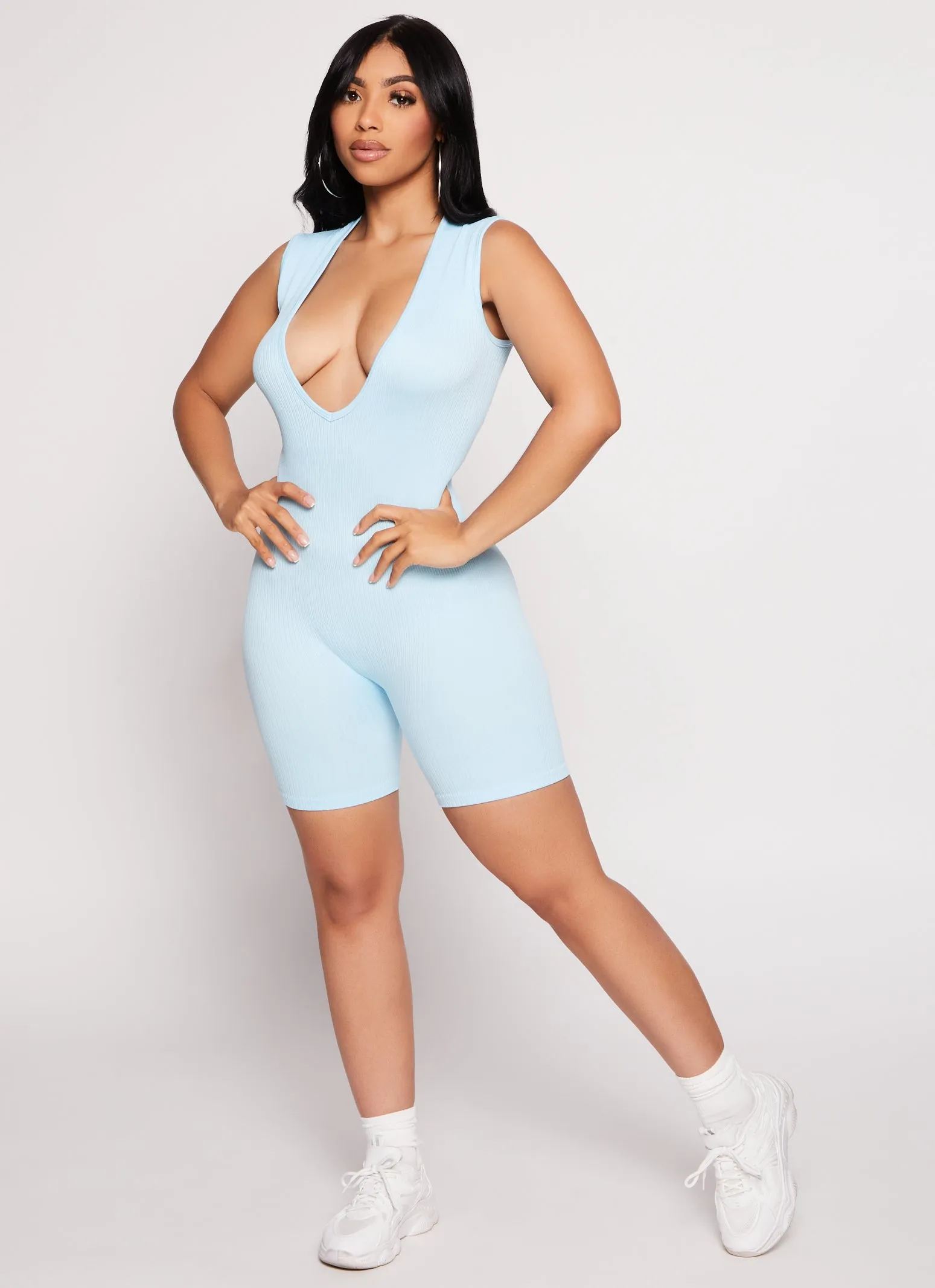 Daisy Seamless Ribbed Plunge Neck Romper sold by Rainbow product image thumbnail 2