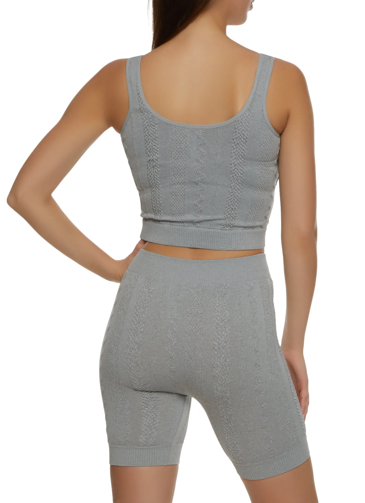 Seamless Cable Knit Tank Top and Biker Shorts sold by Rainbow product image thumbnail 2