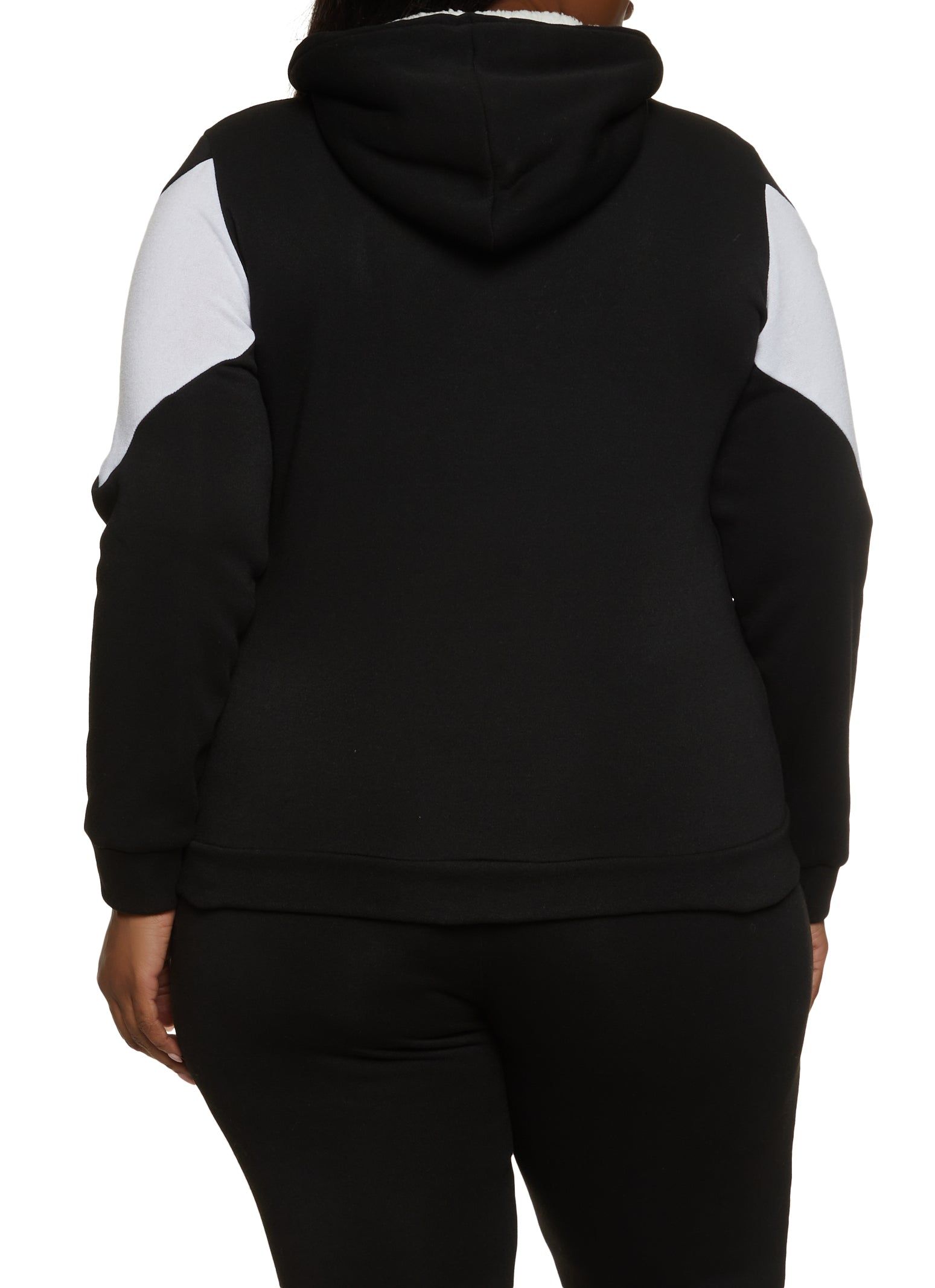 Plus Size Color Blocked Detail Sherpa Lined Hoodie sold by Rainbow product image thumbnail 3