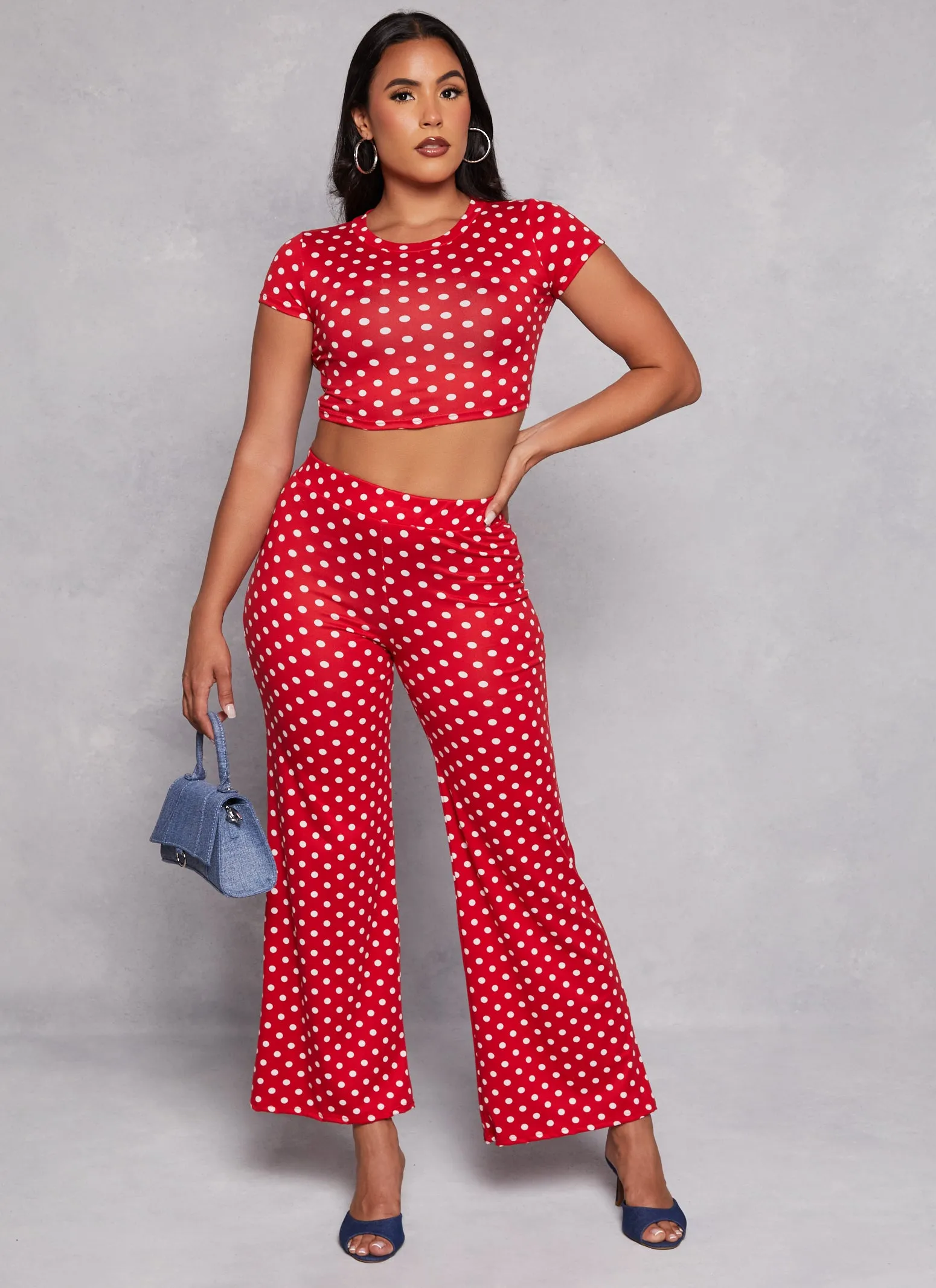 Polka Dot High Waist Flare Pants sold by Rainbow