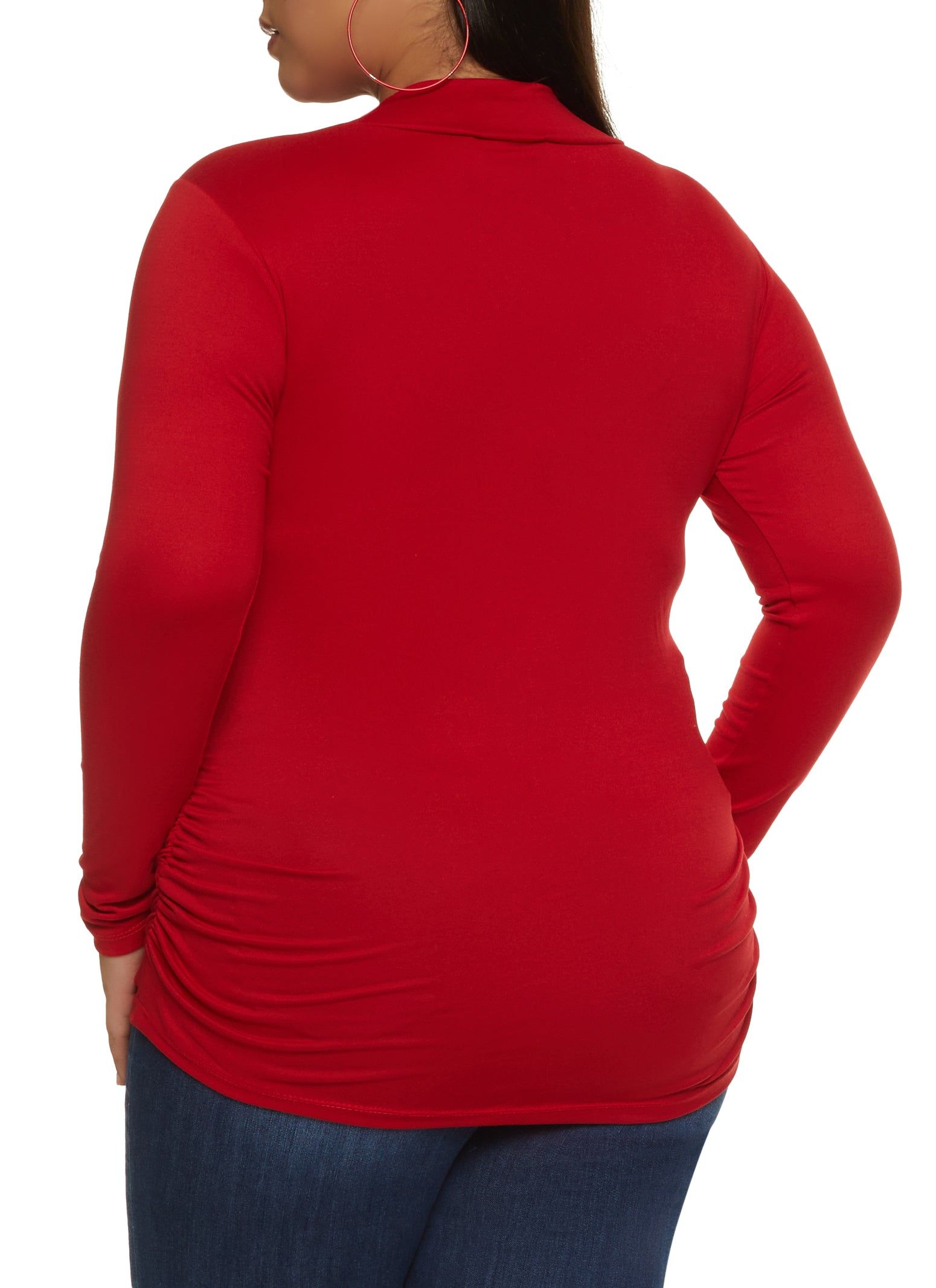 Plus Size Basic Mock Neck Ruched Side Top sold by Rainbow product image thumbnail 2