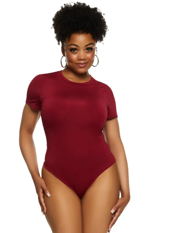 Plus Size Basic Crew Neck Bodysuit sold by Rainbow