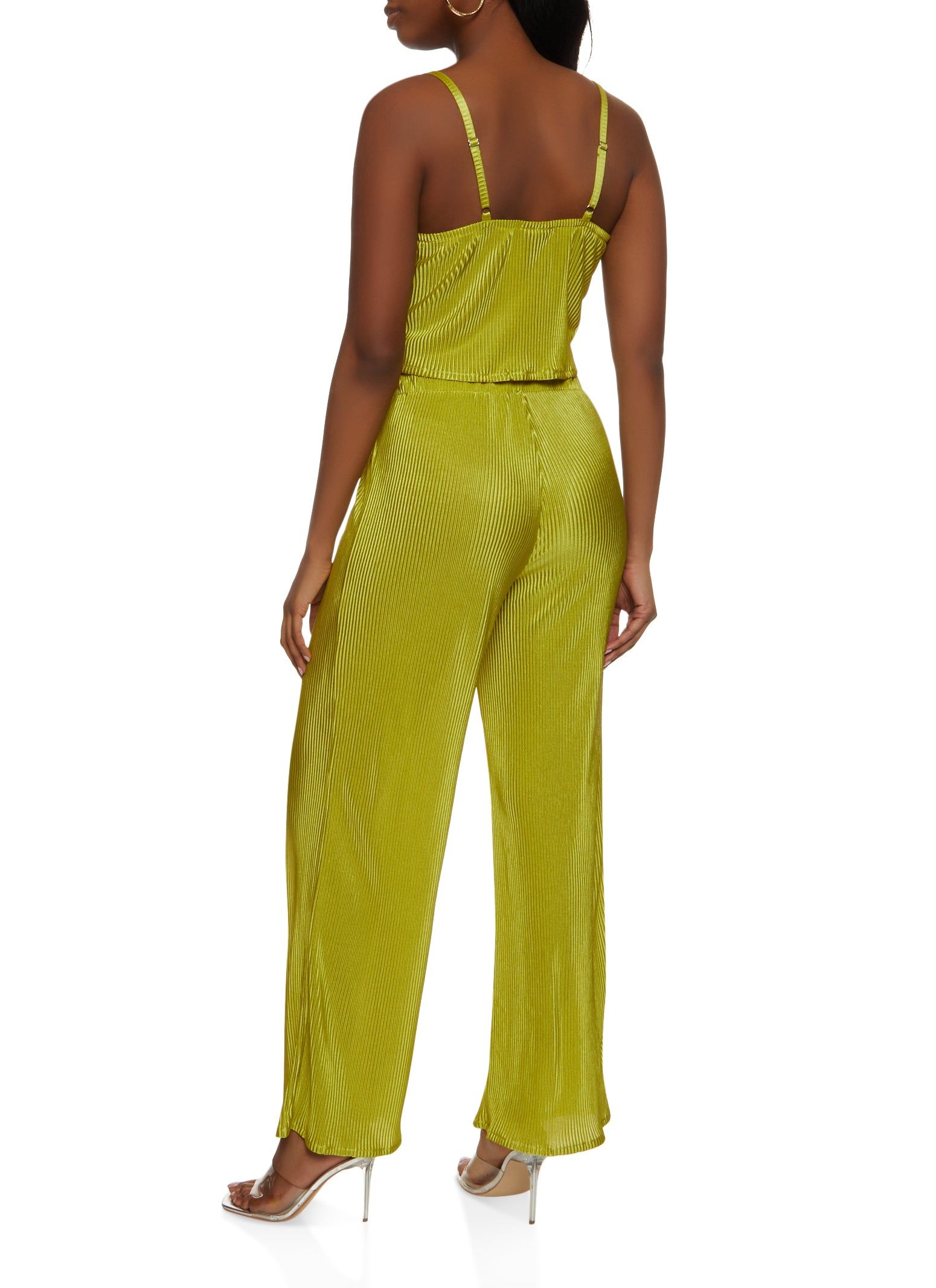 Plisse Scoop Neck Cami and Wide Leg High Waisted Pants sold by Rainbow product image thumbnail 2