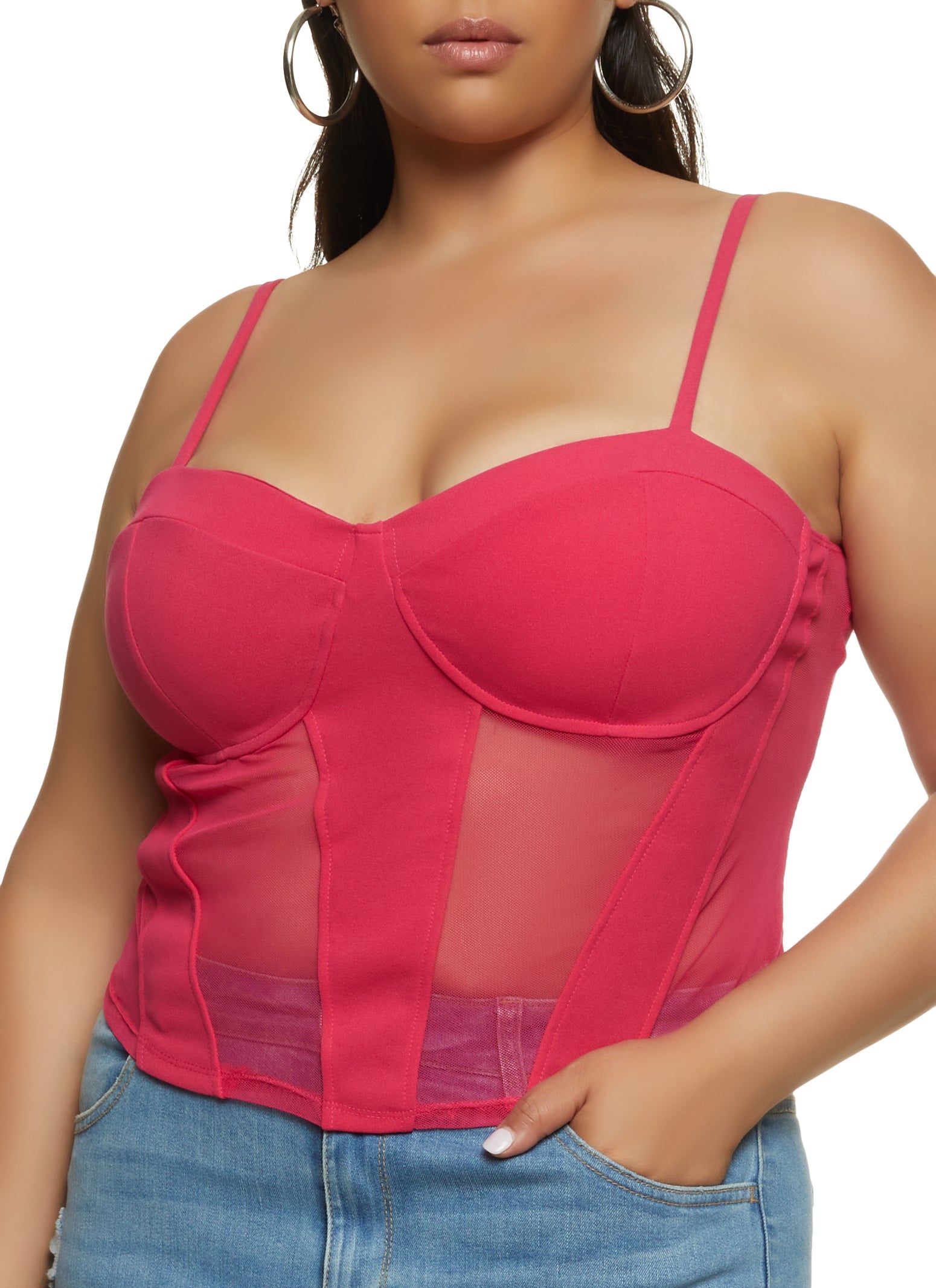 Plus Size Mesh Detail Bustier Top sold by Rainbow