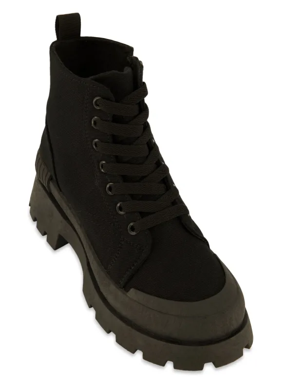 Canvas Cap Toe Detail Combat Boots sold by Rainbow