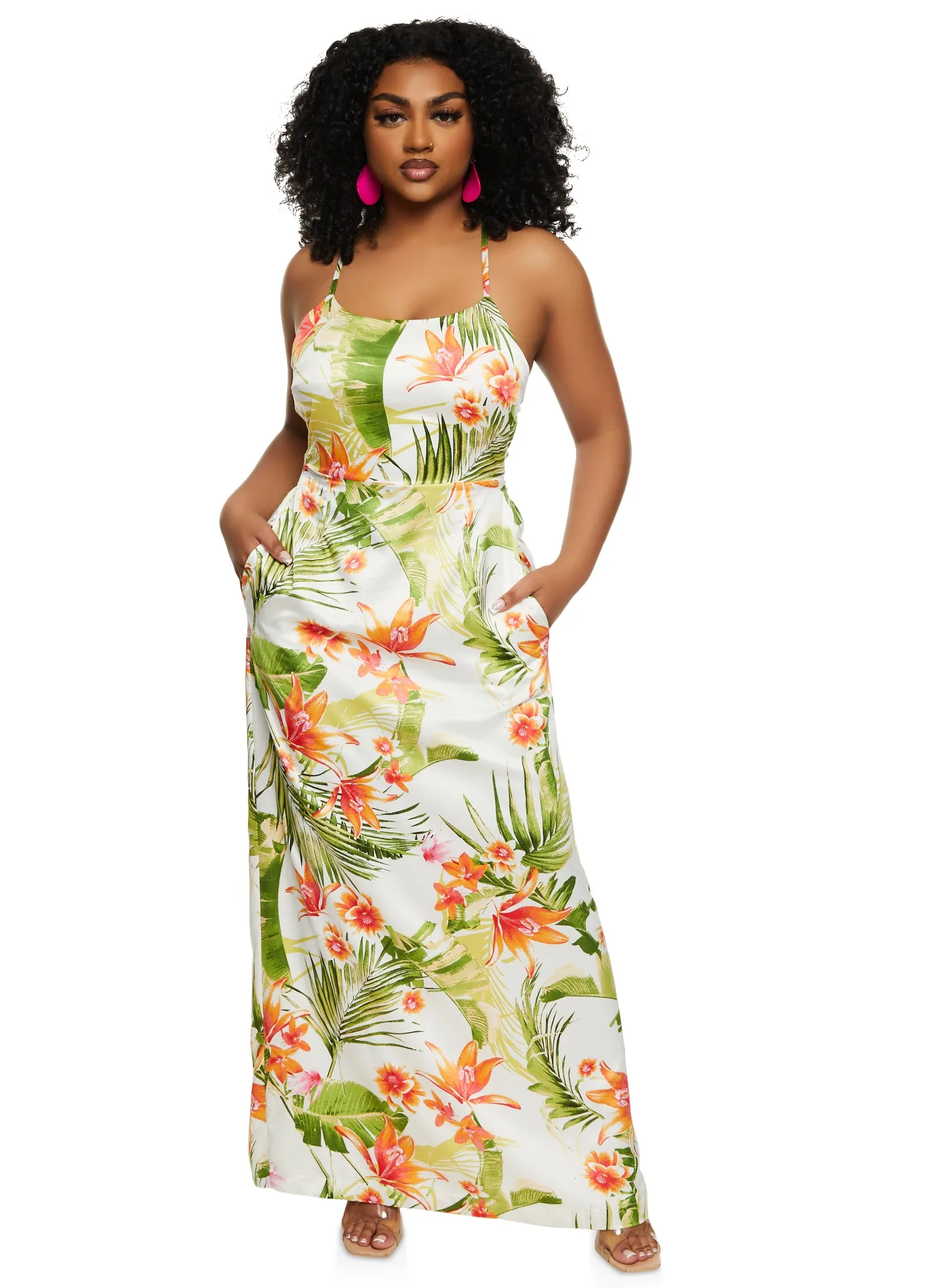 Haute Monde Tropical Print Cami Maxi Dress sold by Rainbow