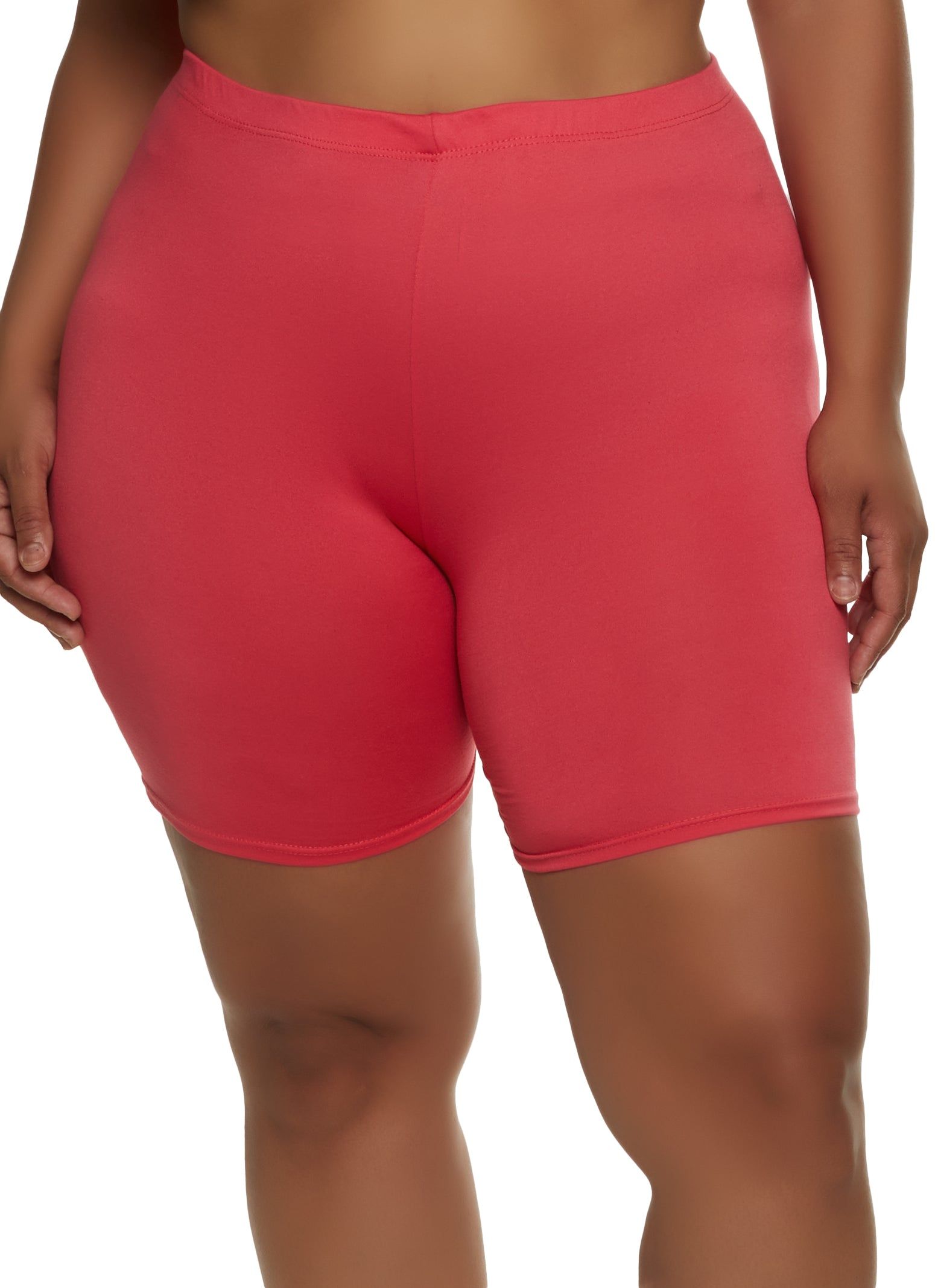 Plus Size Solid High Waisted Bike Shorts sold by Rainbow