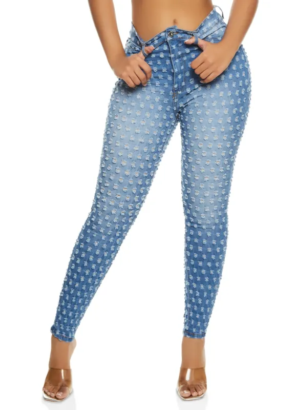 Distressed Embellished Skinny Jeans sold by Rainbow