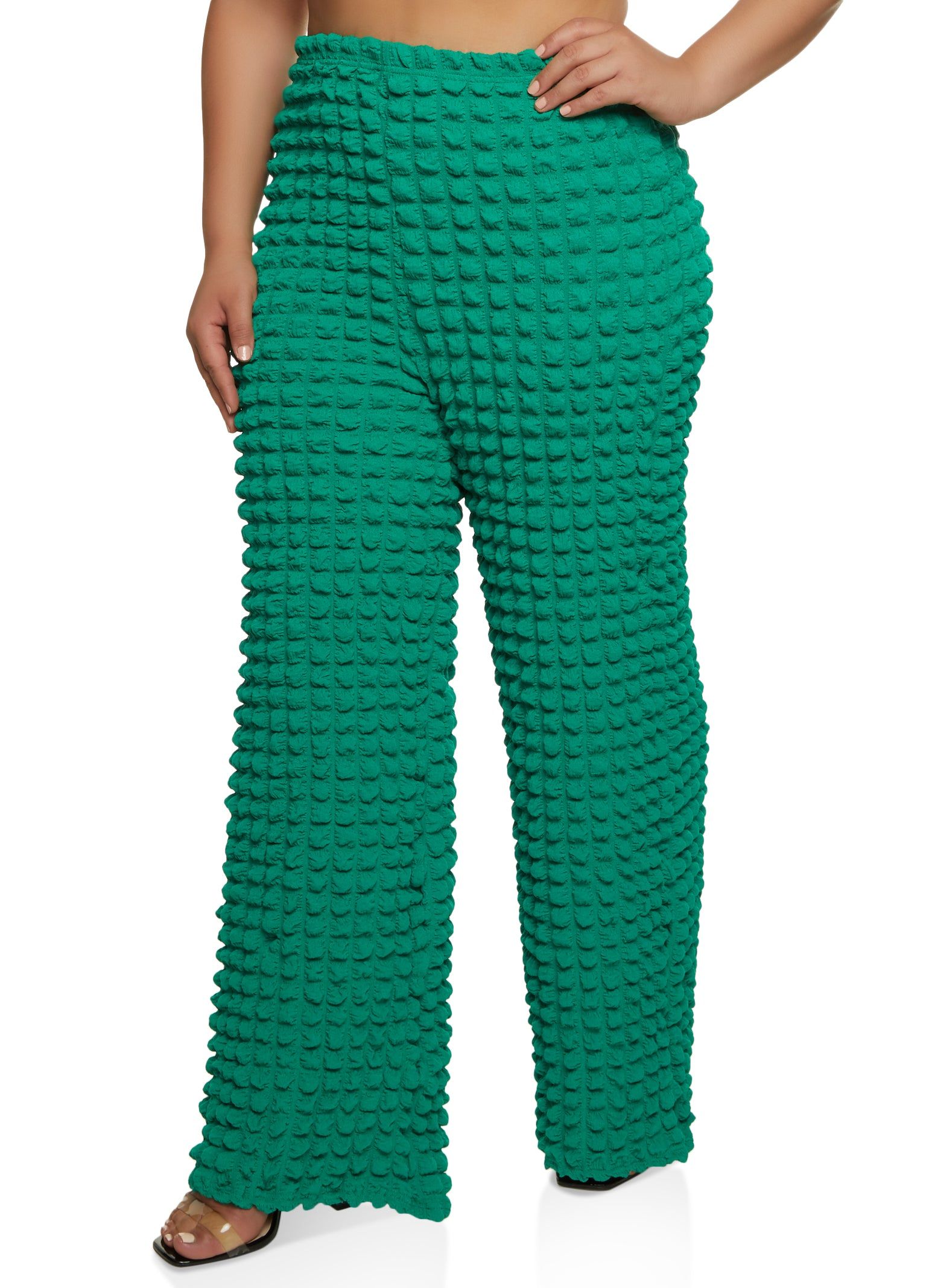 Plus Size Bubble Knit Wide Leg Pants sold by Rainbow