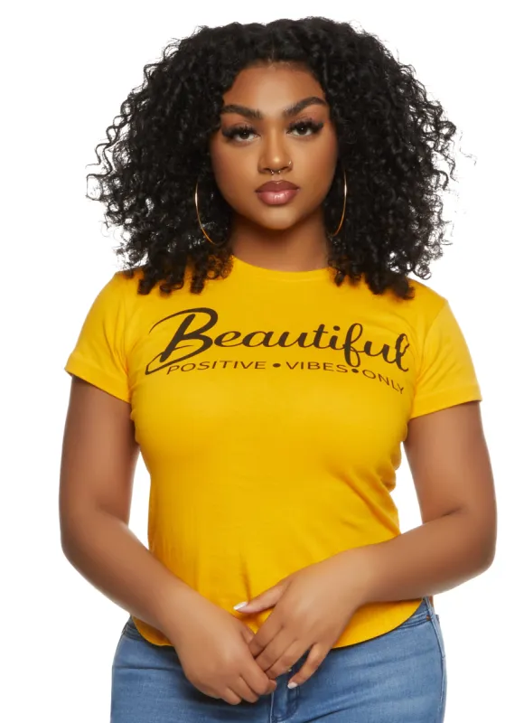 Beautiful Postive Vibes Only Graphic Tee sold by Rainbow