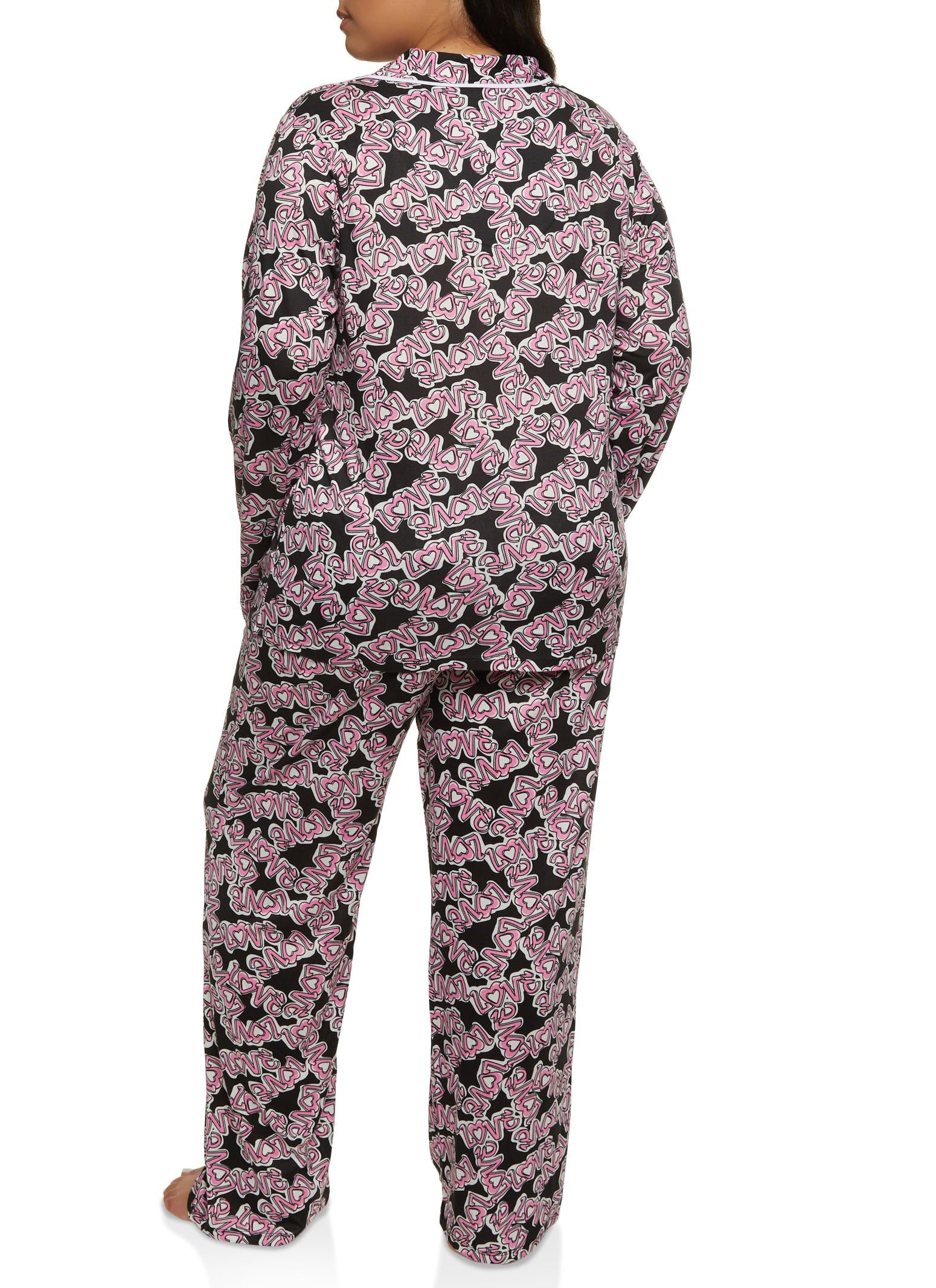 Plus Size Love Print Long Sleeve Pajama Top and Pants sold by Rainbow product image thumbnail 2
