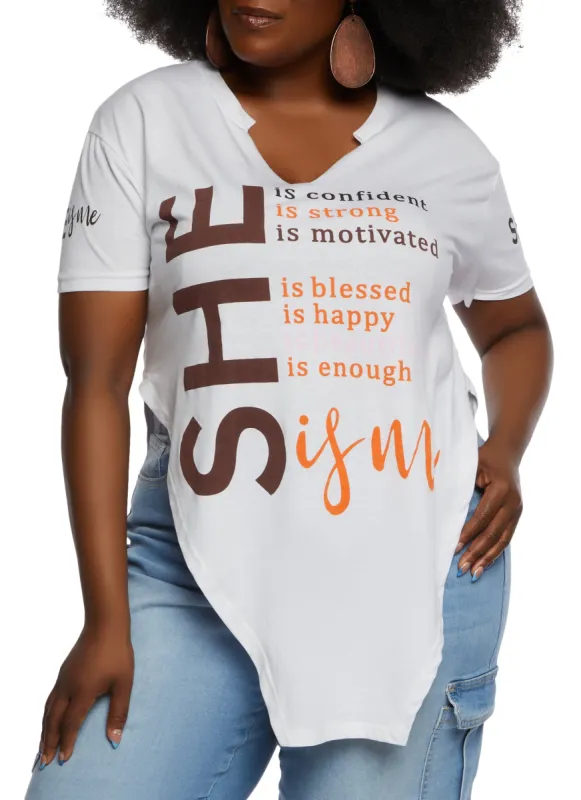 Plus Size She Is Me Graphic Notch Neck Tee sold by Rainbow