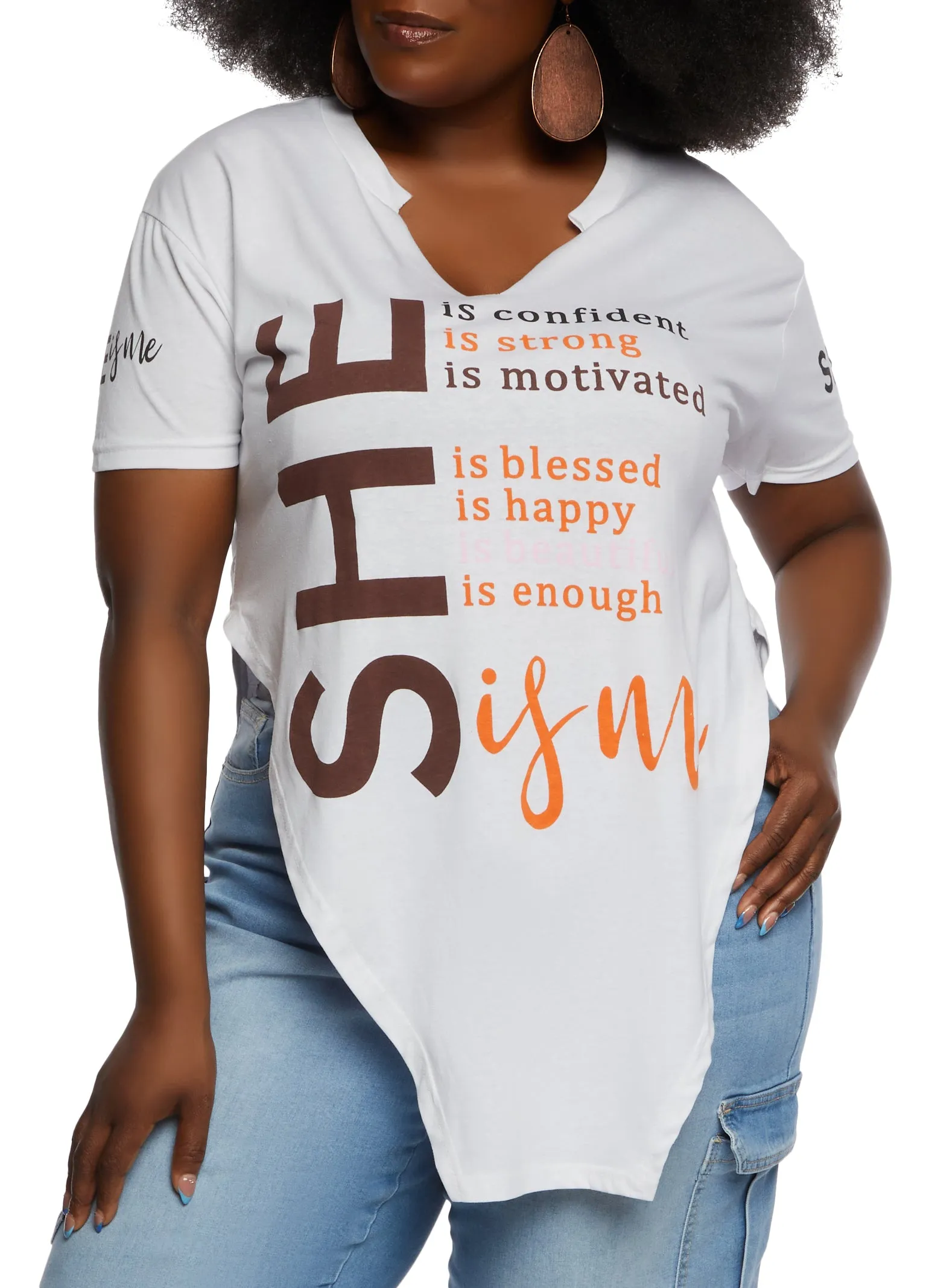 Plus Size She Is Me Graphic Notch Neck Tee sold by Rainbow