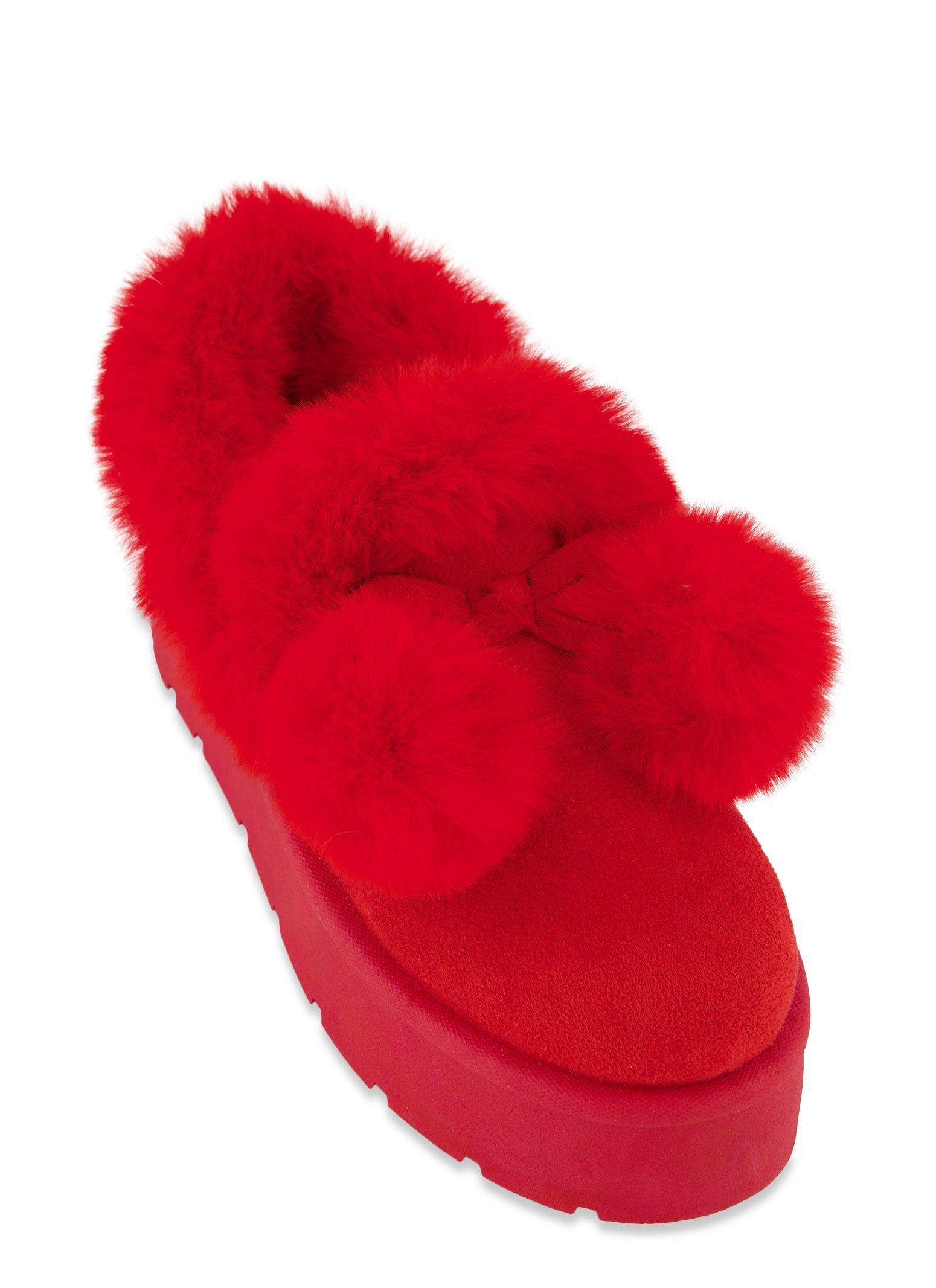 Platform Faux Fur Pom Pom Boots sold by Rainbow