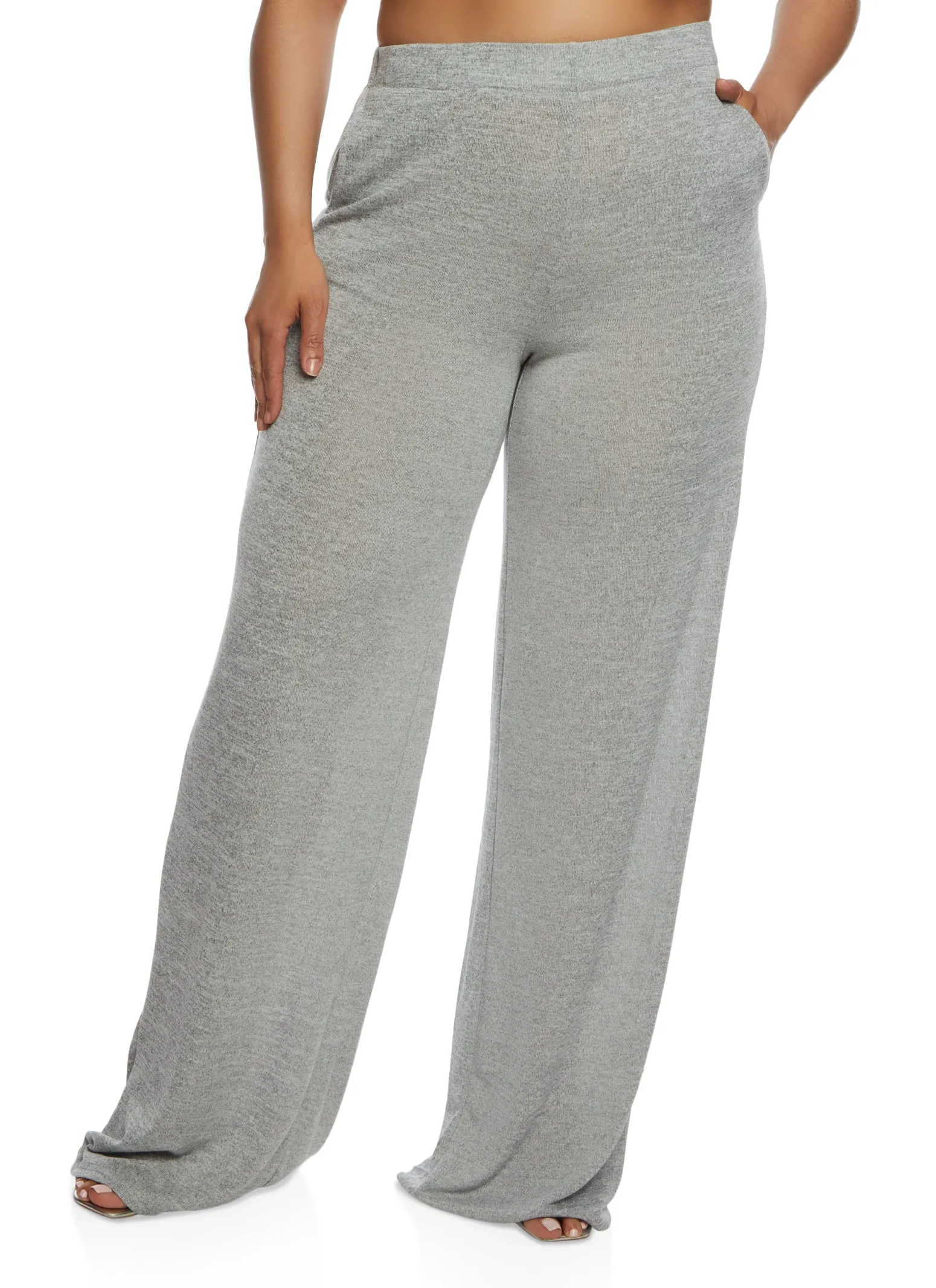 Plus Size Daisy Brushed Knit High Waist Wide Leg Pants sold by Rainbow product image thumbnail 2