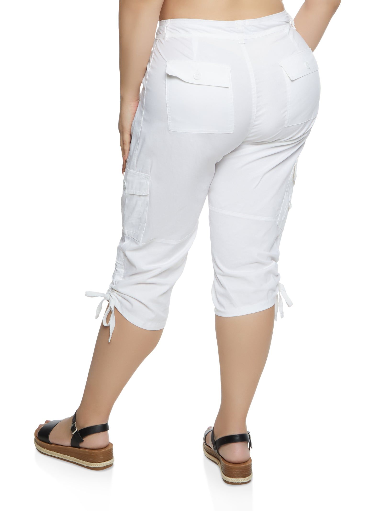 Plus Size Zip Detail Cargo Pocket Capri Pants sold by Rainbow product image thumbnail 2