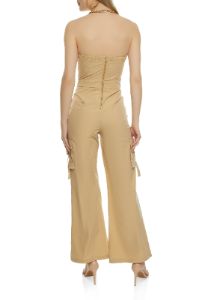 Zip Back Strapless Cargo Pocket Jumpsuit sold by Rainbow