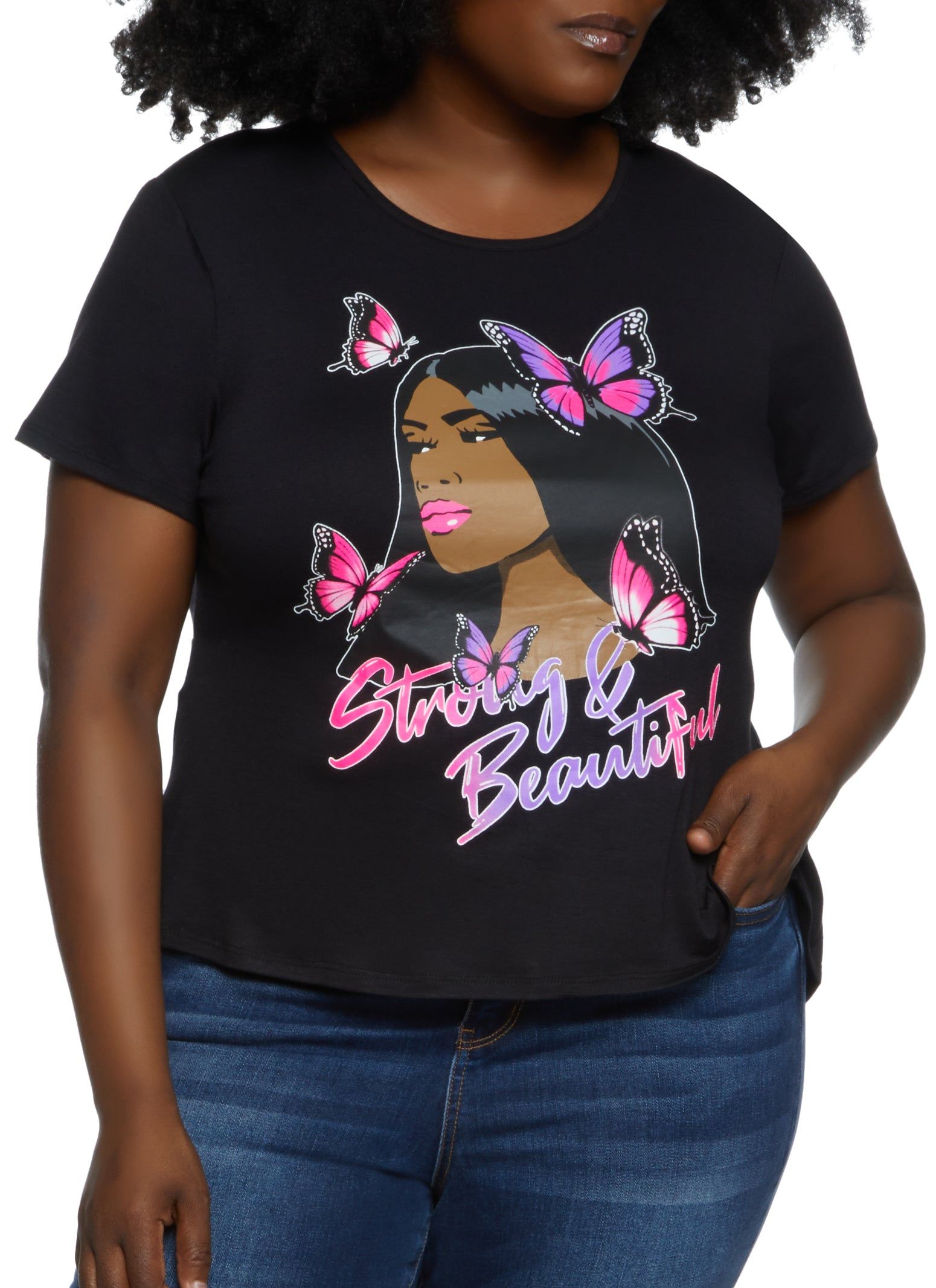 Plus Size Strong and Beautiful High Low Tee sold by Rainbow