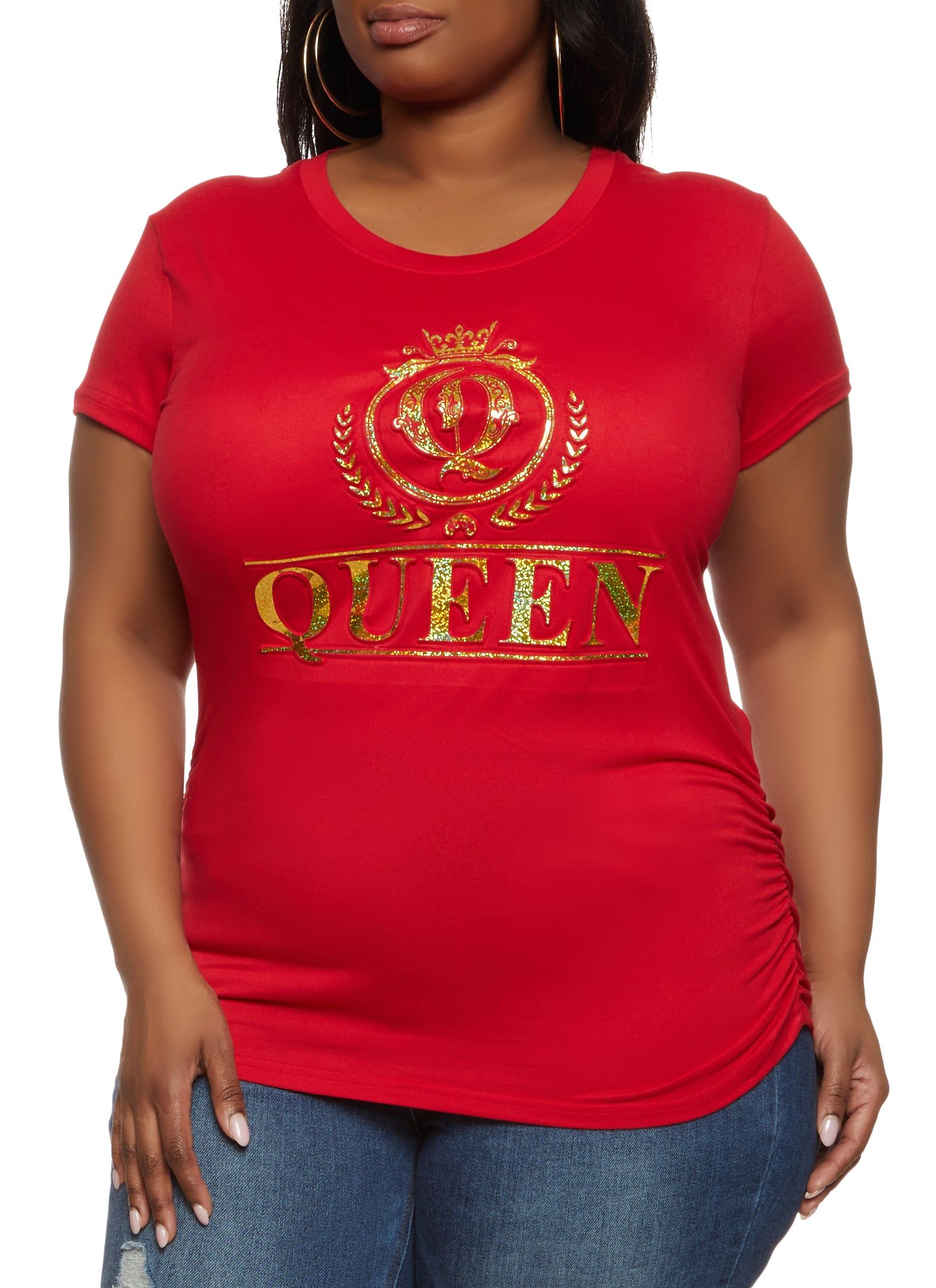 Plus Size Queen Embossed Foil Graphic Tee sold by Rainbow