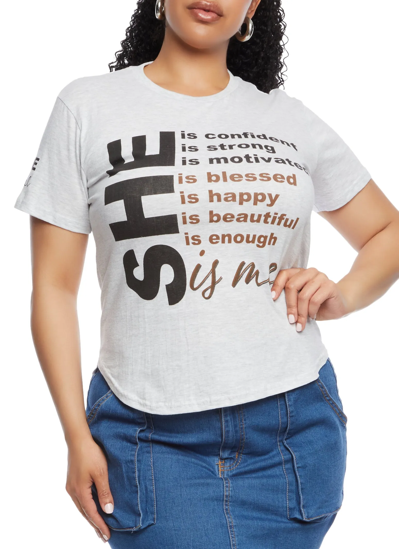 Plus She Is Me Graphic High Low Tee sold by Rainbow