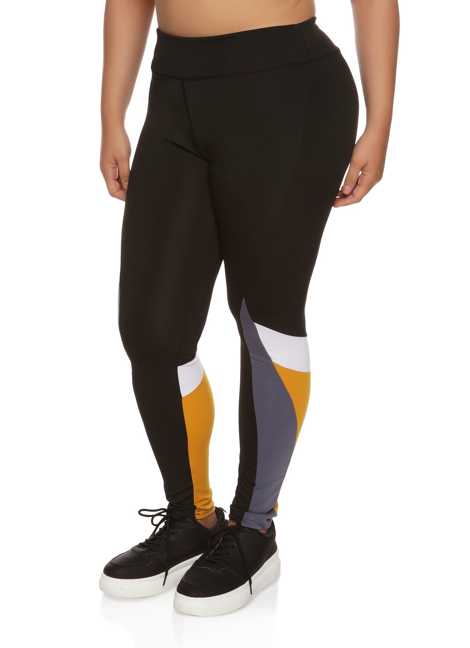 Plus Size Color Block High Waist Leggings sold by Rainbow