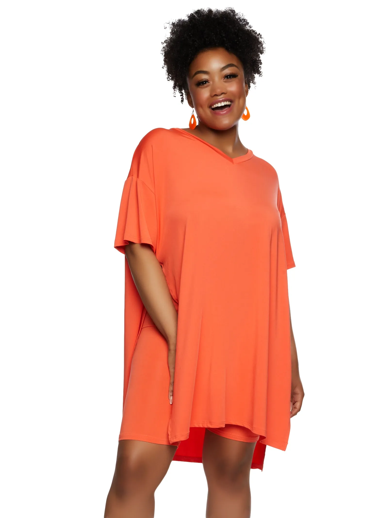 Plus Size Daisy Side Slit Oversized Tee sold by Rainbow