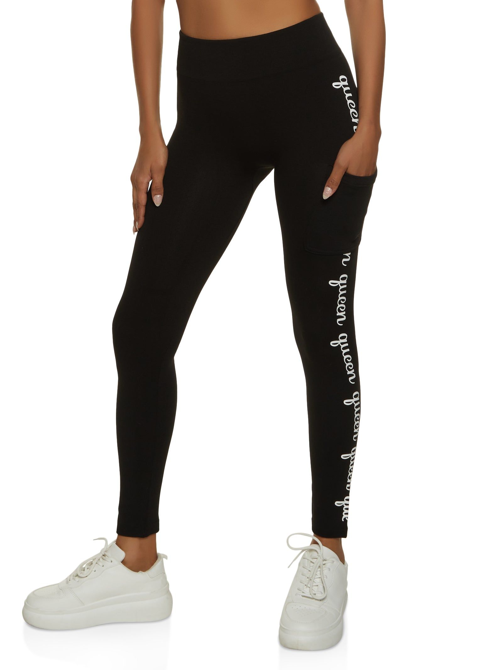 Fleece Queen Graphic Leggings sold by Rainbow