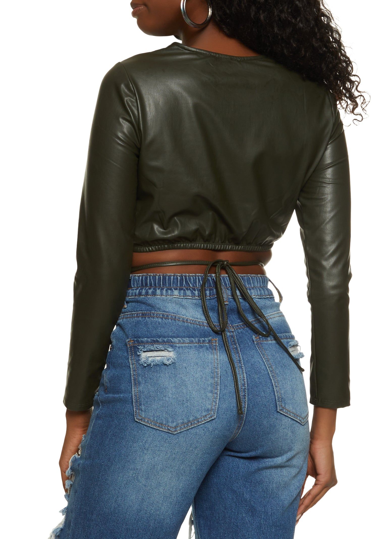Faux Leather Tie Hem Crop Top sold by Rainbow product image thumbnail 2