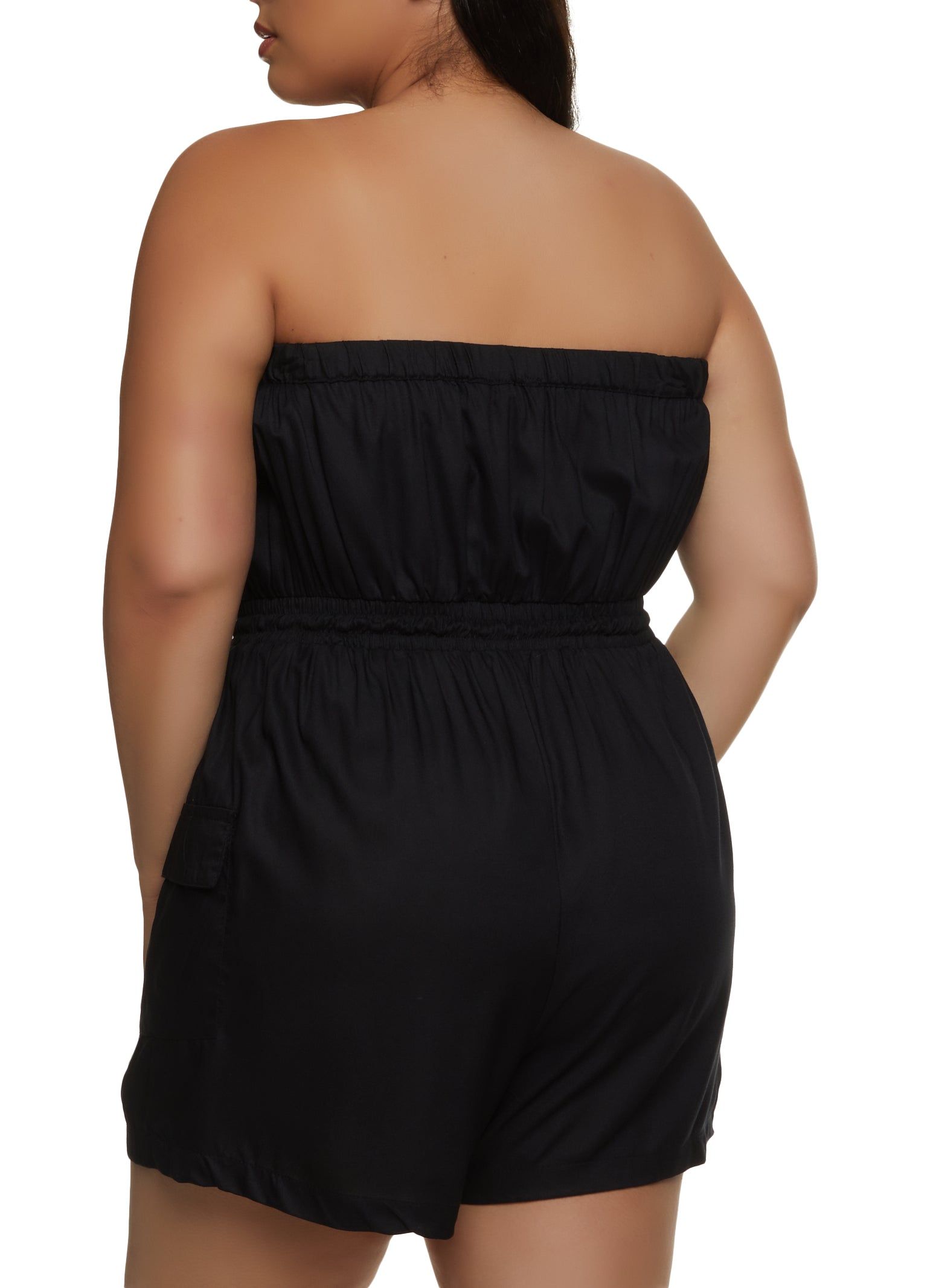 Plus Size Solid Strapless Cargo Pocket Romper sold by Rainbow product image thumbnail 2