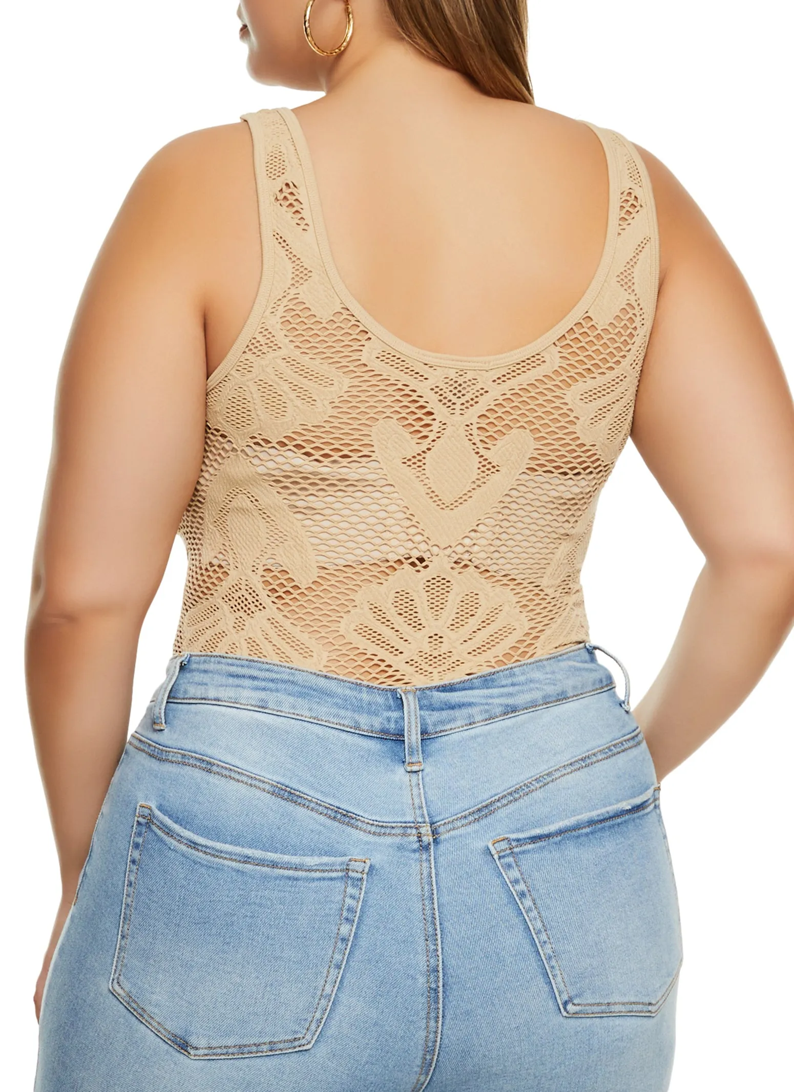 Plus Size Seamless Fishnet Patterned Bodysuit sold by Rainbow product image thumbnail 3