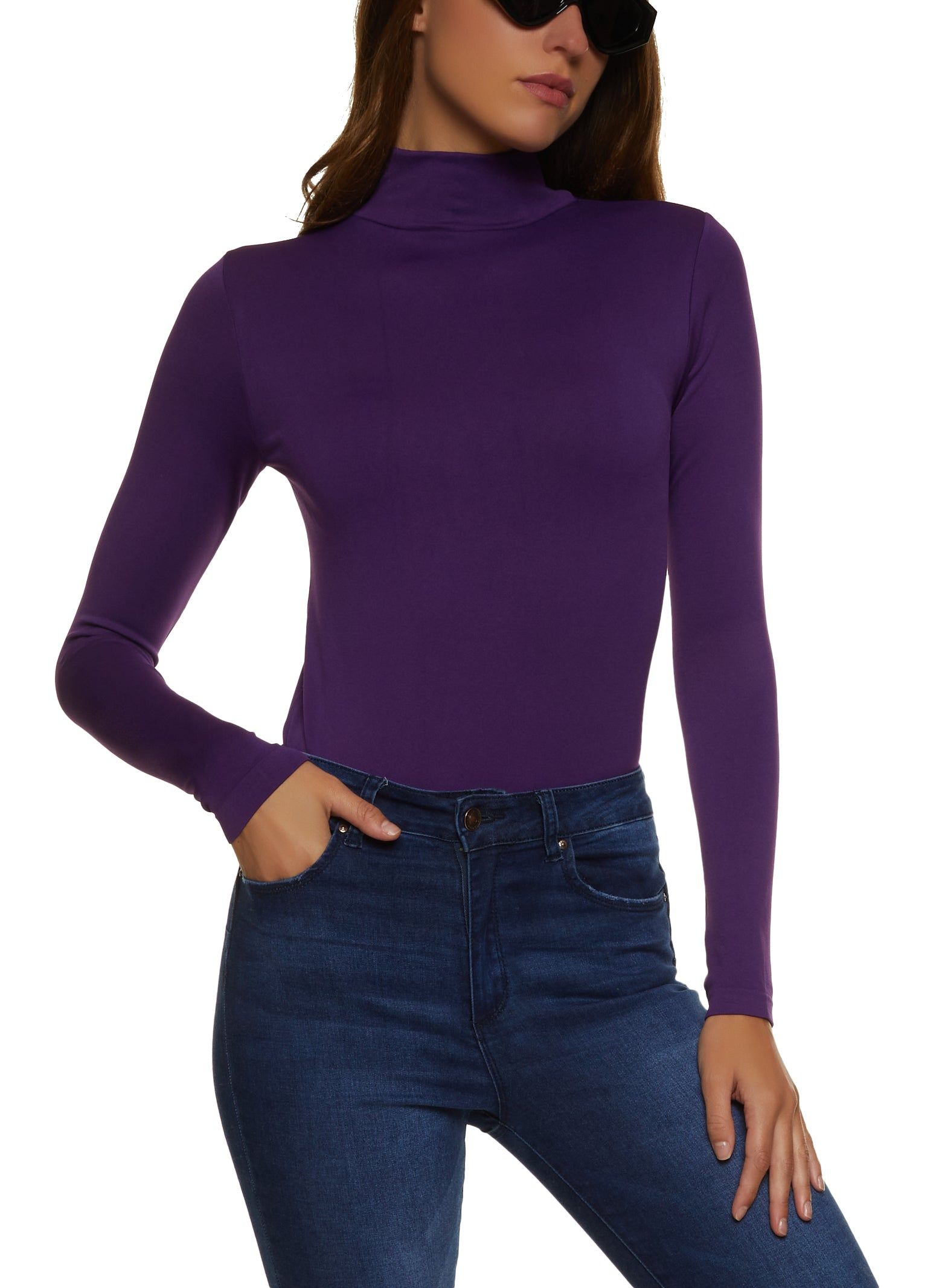 Basic Mock Neck Long Sleeve Bodysuit sold by Rainbow product image thumbnail 2