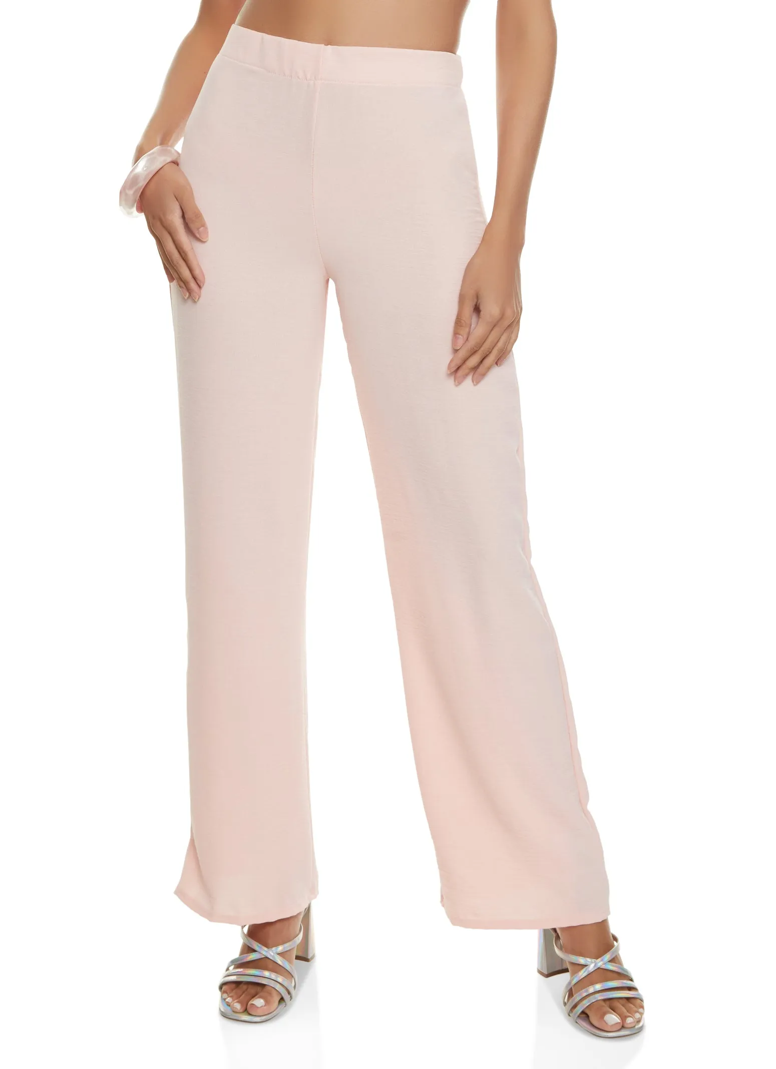Crepe Knit High Waisted Wide Leg Pants sold by Rainbow