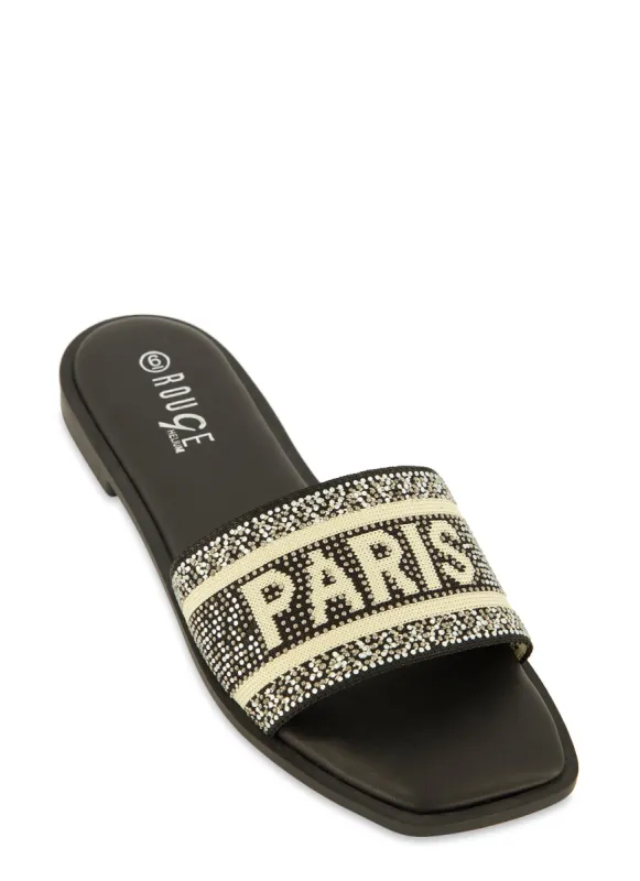 Rhinestone Paris Slide Sandals sold by Rainbow
