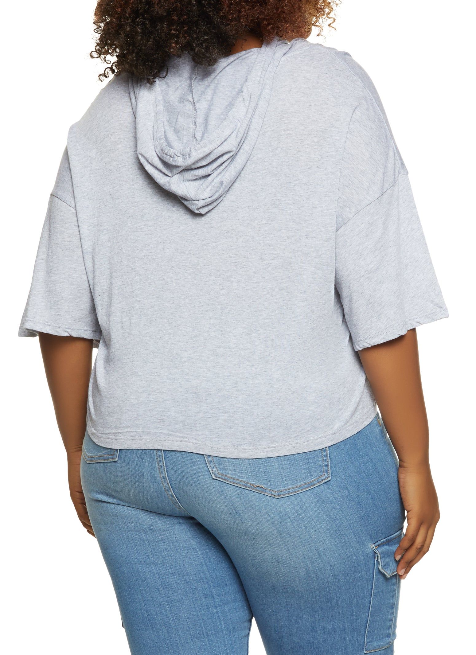 Plus Size Short Sleeve Boxy Hooded Tee sold by Rainbow product image thumbnail 2
