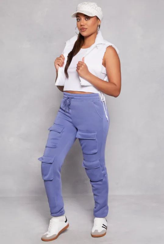 Fleece Drawstring Double Cargo Pocket Joggers sold by Rainbow