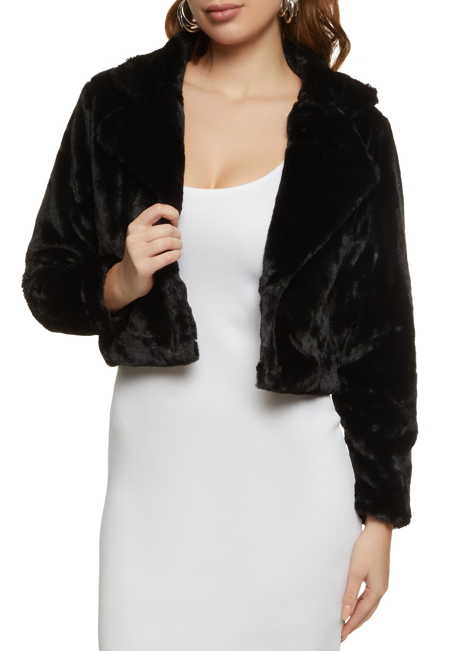 Faux Fur Open Front Cropped Jacket sold by Rainbow