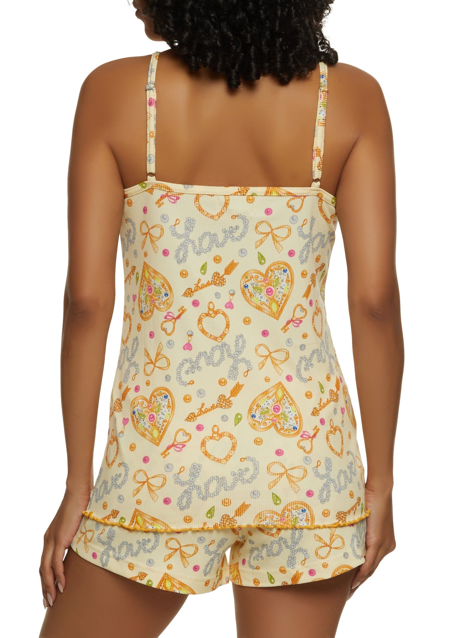 Ribbed Love Pearl Print Pajama Cami and Shorts sold by Rainbow product image thumbnail 2