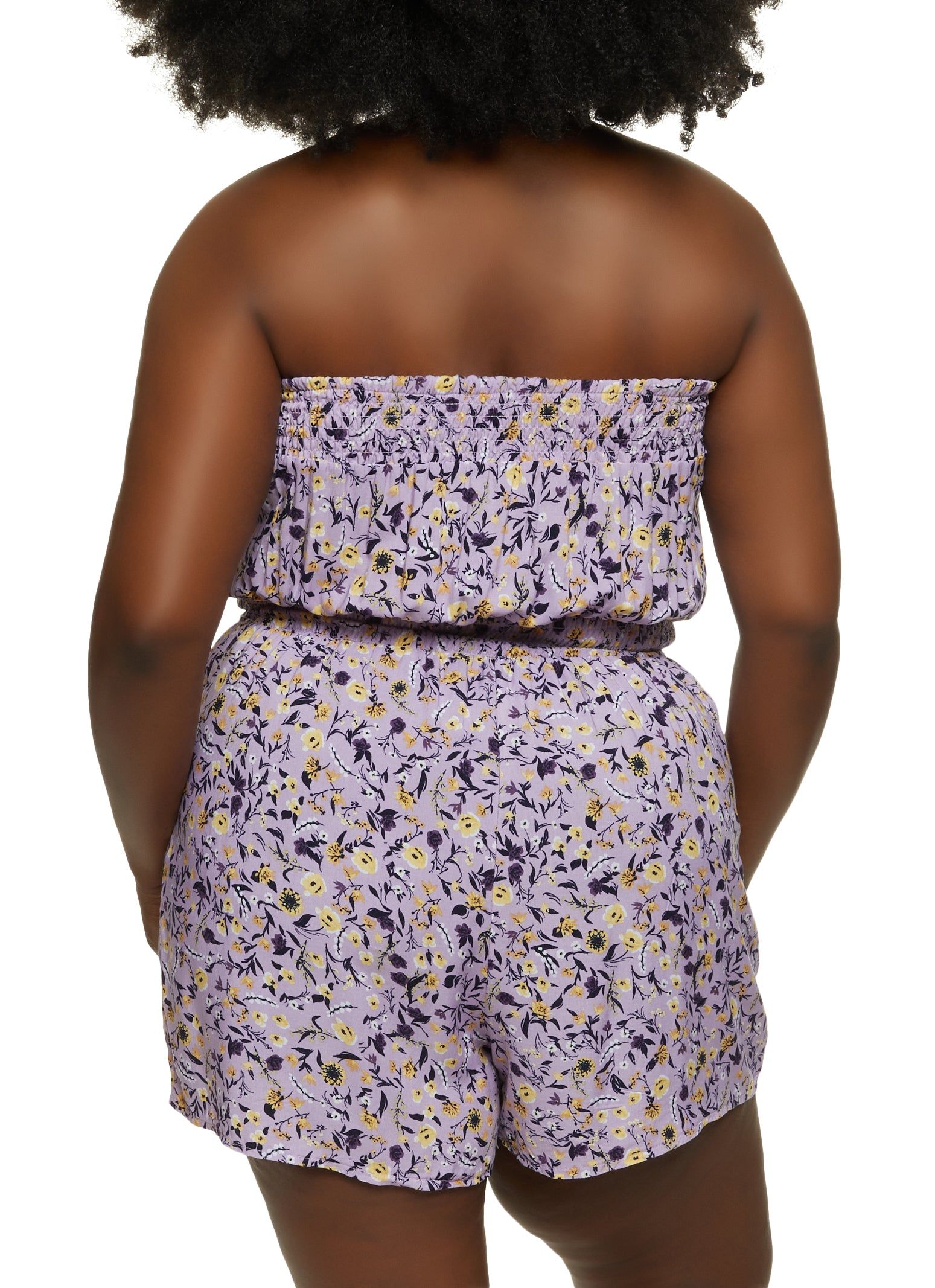 Plus Size Floral Print Smocked Strapless Romper sold by Rainbow product image thumbnail 2