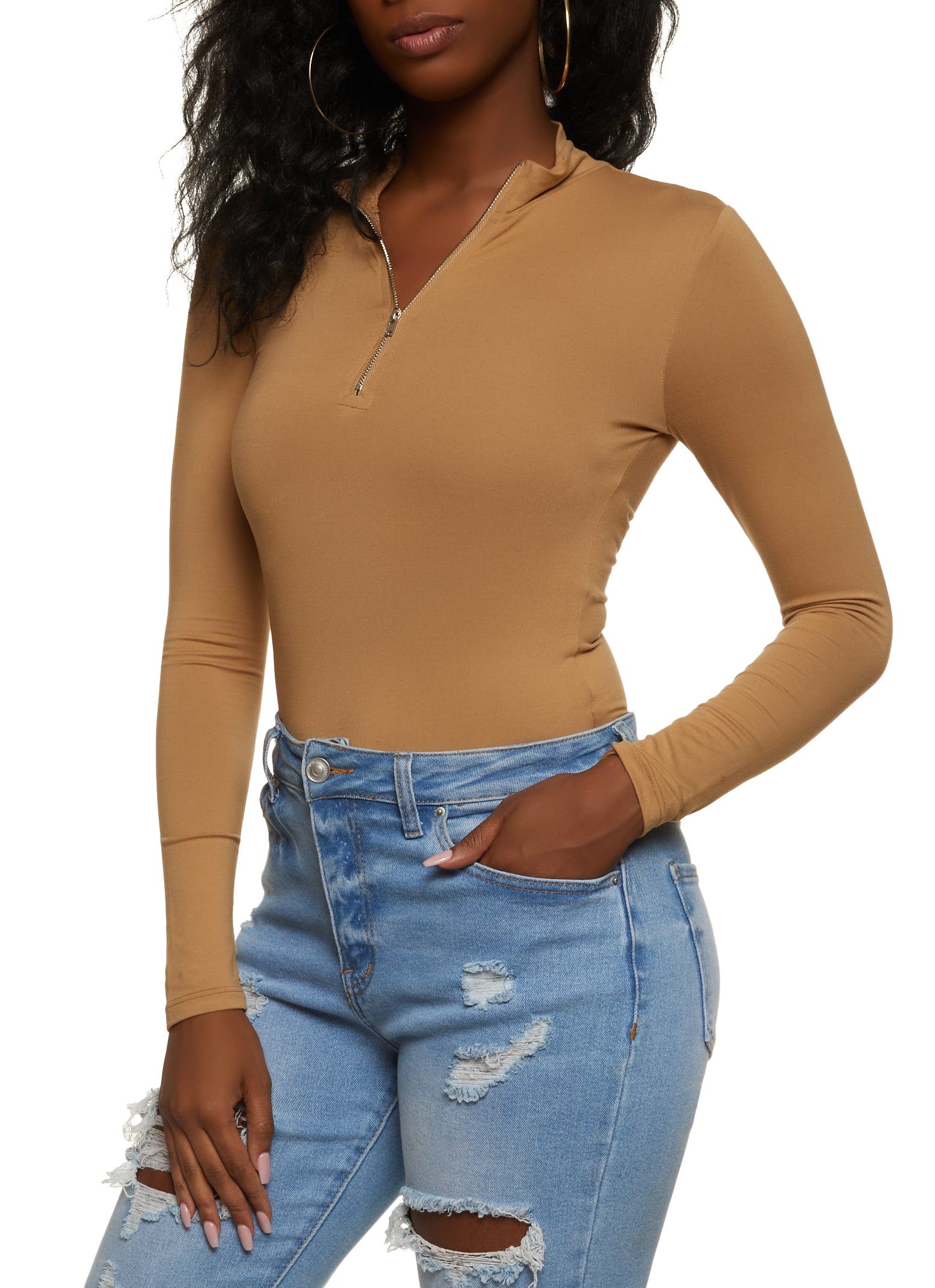 Half Zip Long Sleeve Bodysuit sold by Rainbow product image thumbnail 2