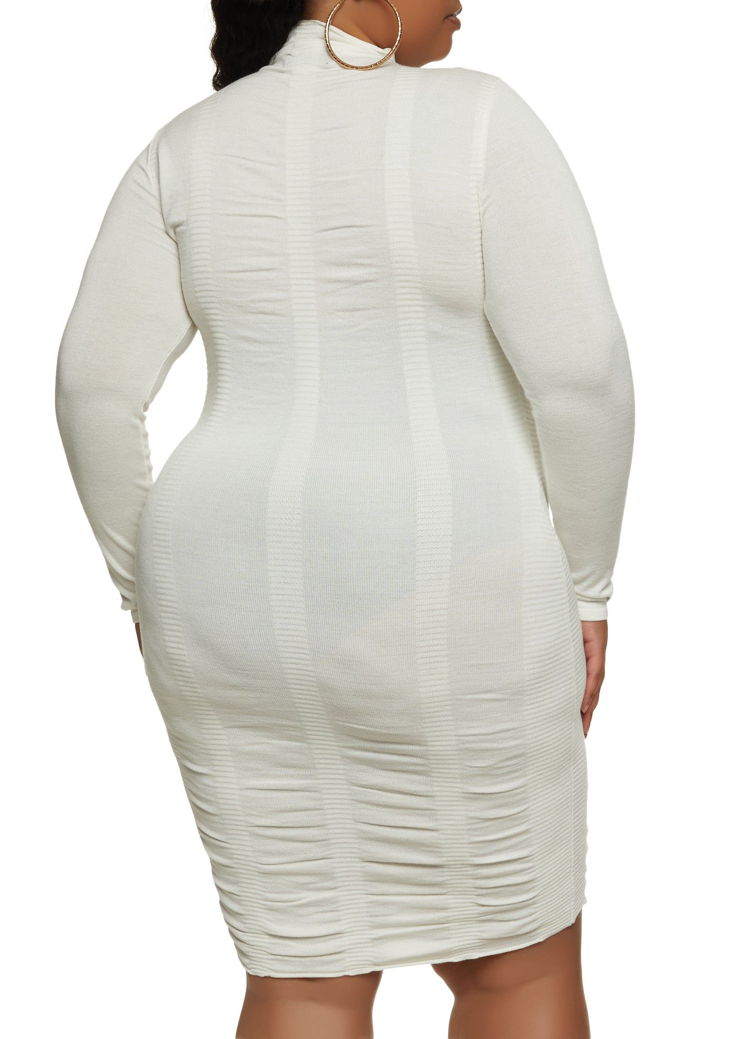 Plus Size Mock Neck Ruched Midi Dress sold by Rainbow product image thumbnail 3
