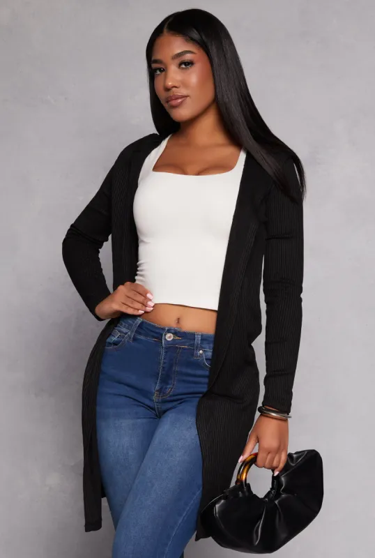 Rib Knit Hooded Long Cardigan sold by Rainbow