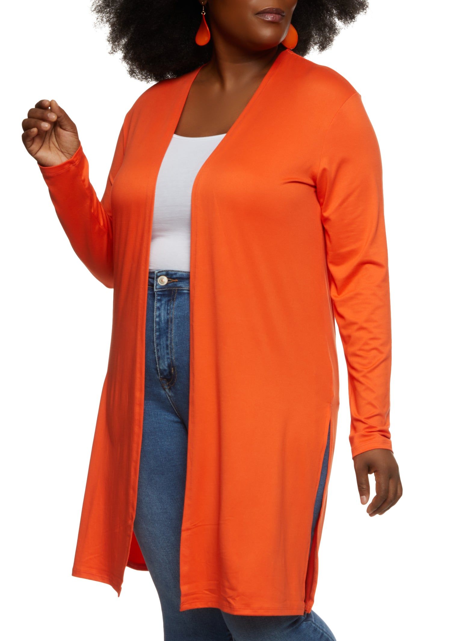 Plus Size Soft Knit Open Front Duster sold by Rainbow