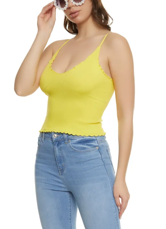 Ribbed Knit Lettuce Edge Cami sold by Rainbow