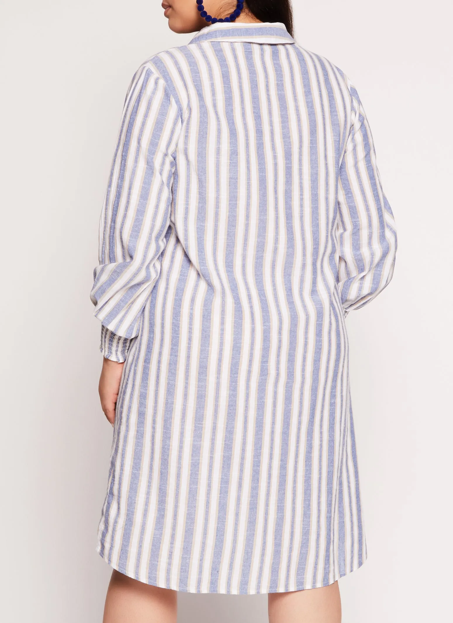 Plus Size Striped Button Front Shirt Dress sold by Rainbow product image thumbnail 3