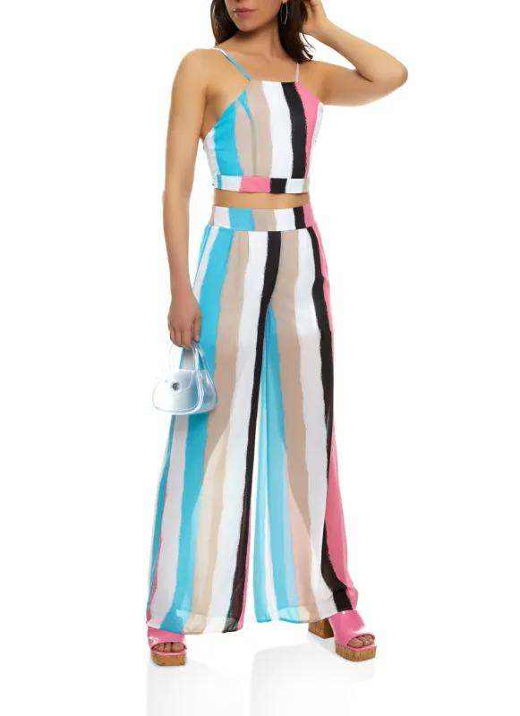 Smudge Stripe Tie Back Crop Top sold by Rainbow