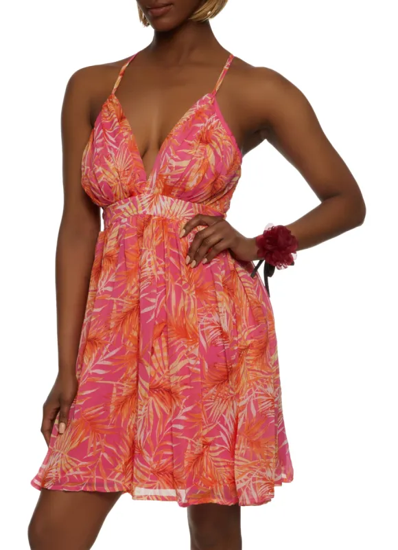 Haute Monde Floral Chiffon Mini Dress sold by Rainbow