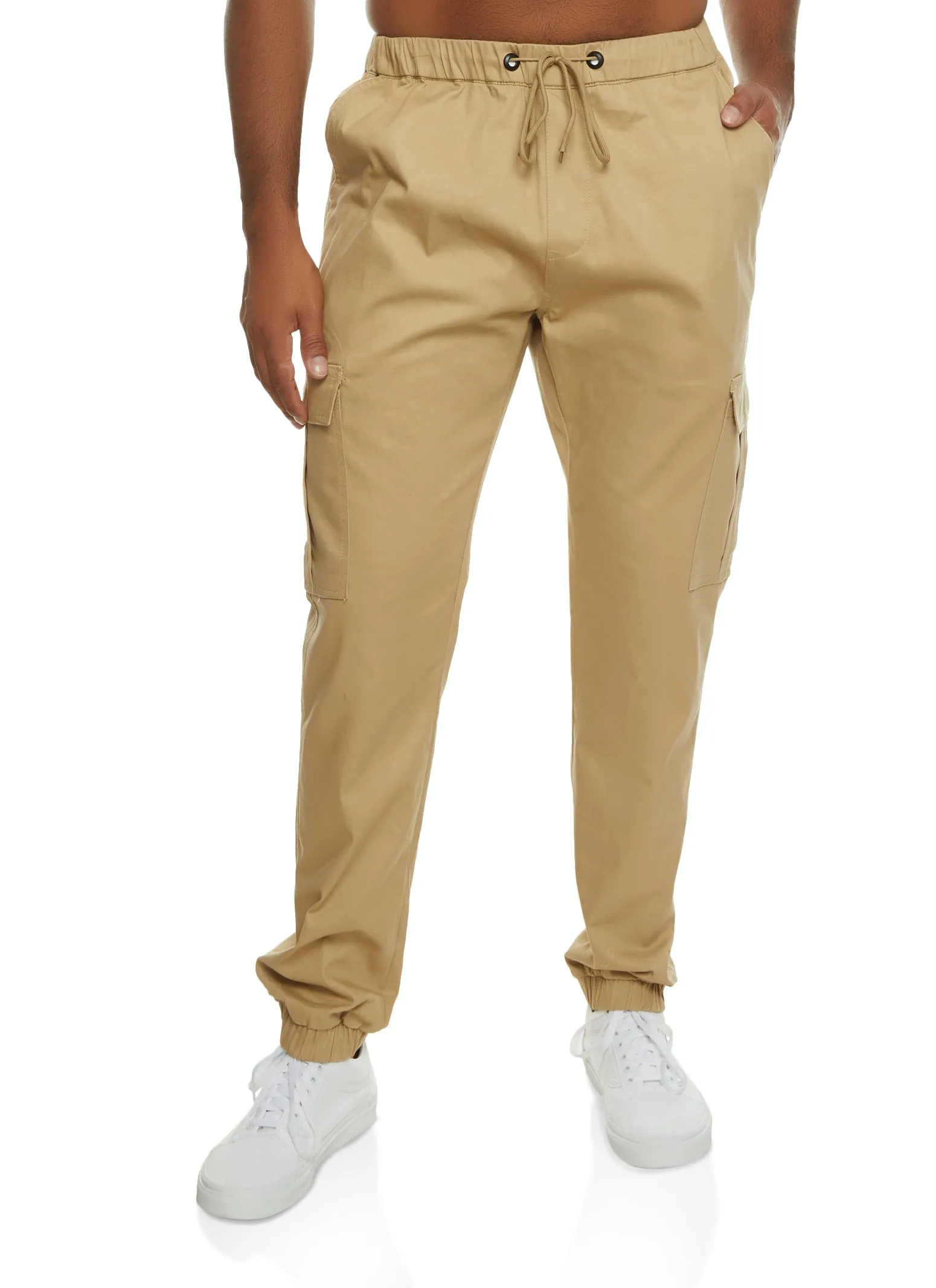 Mens Twill Drawstring Cargo Joggers sold by Rainbow