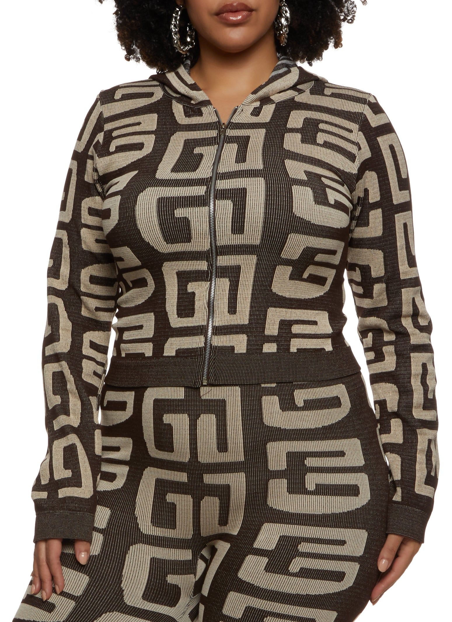 Plus Size Seamless Geometric Print Track Jacket sold by Rainbow